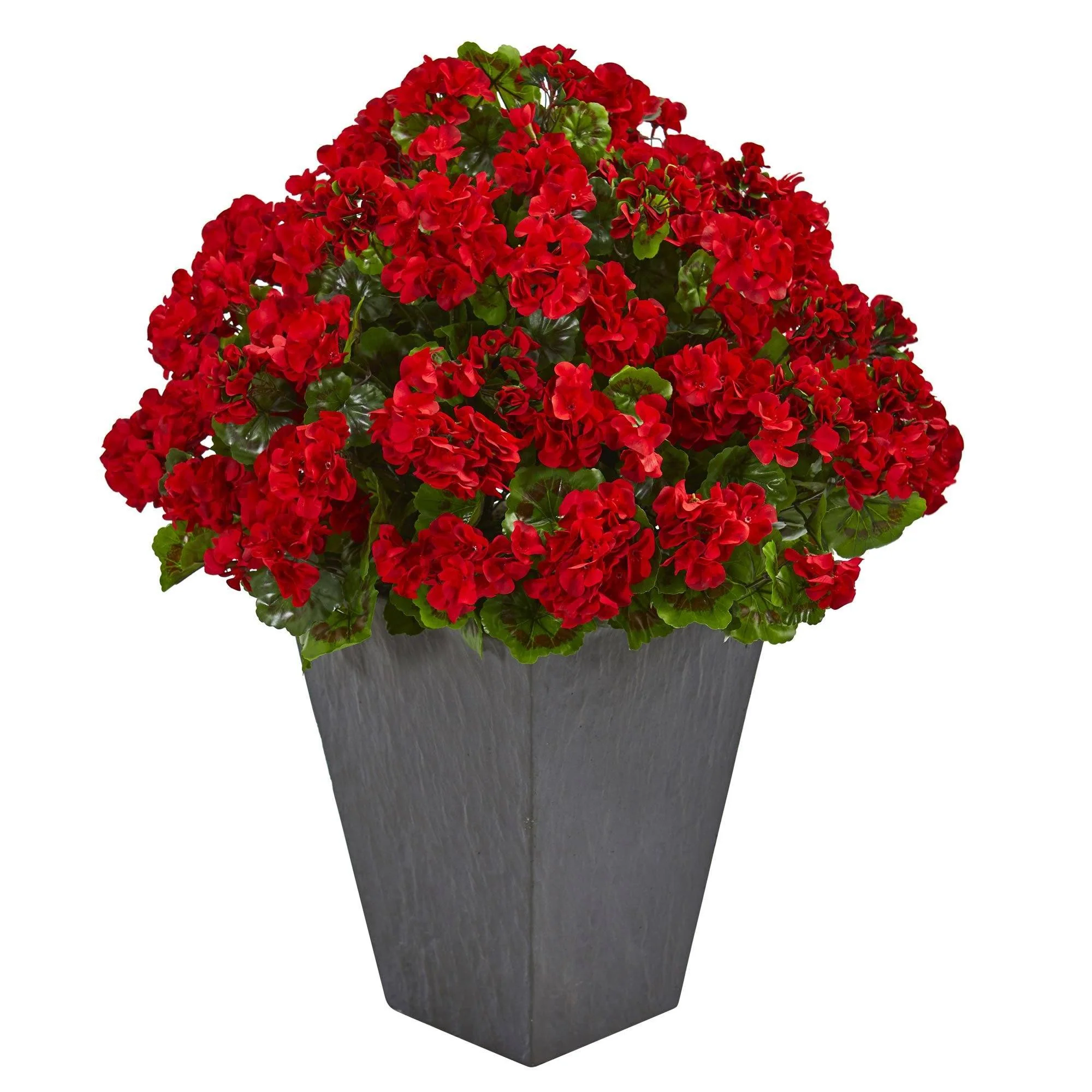 Geranium Artificial Plant in Slate Planter UV Resistant (Indoor/Outdoor) - Image 2