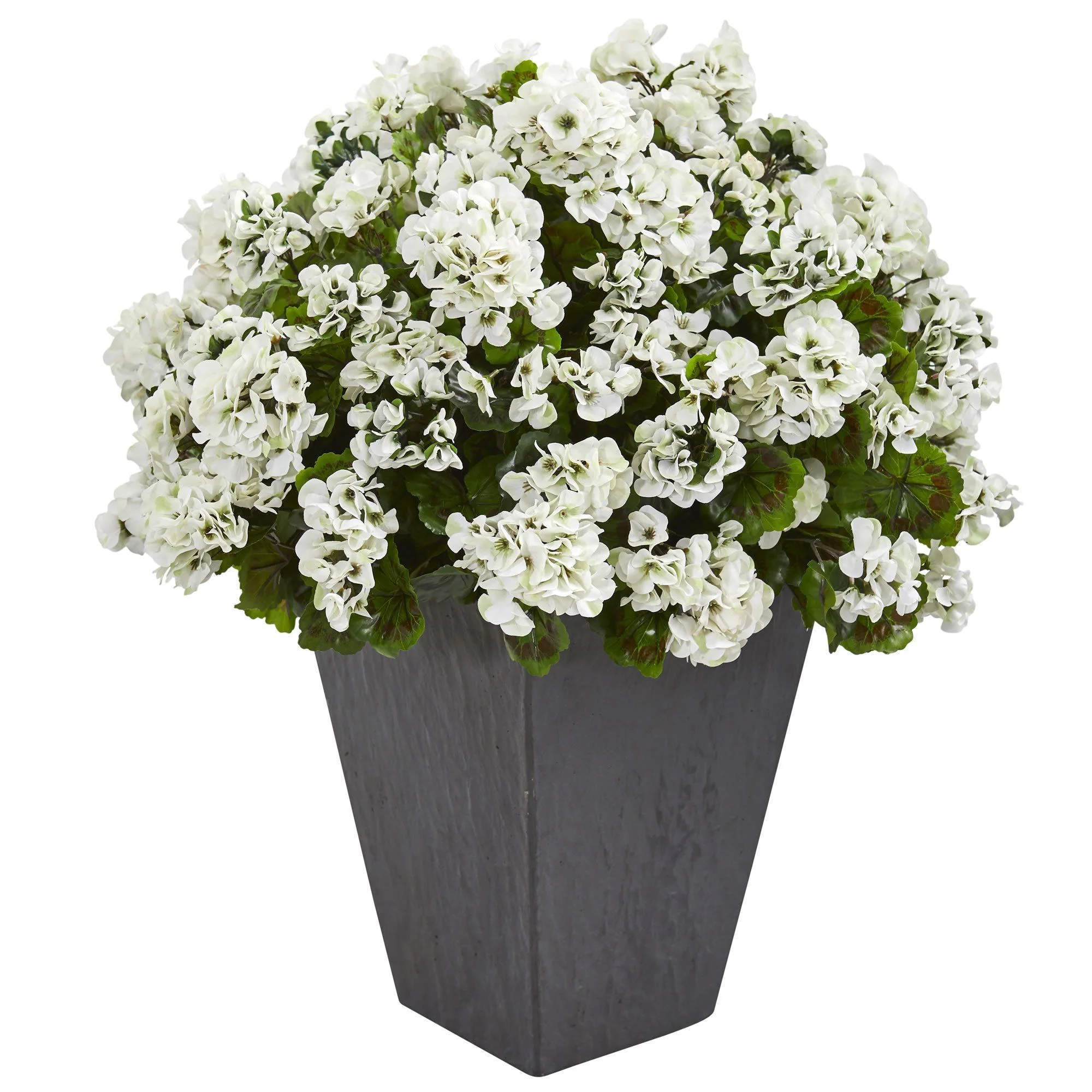 Geranium Artificial Plant in Slate Planter UV Resistant (Indoor/Outdoor) - Image 3