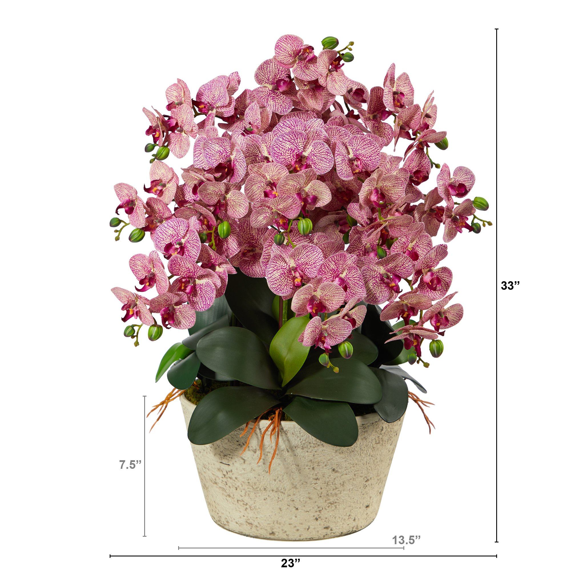 33” Phalaenopsis Orchid Artificial Arrangement in White Vase - Image 2