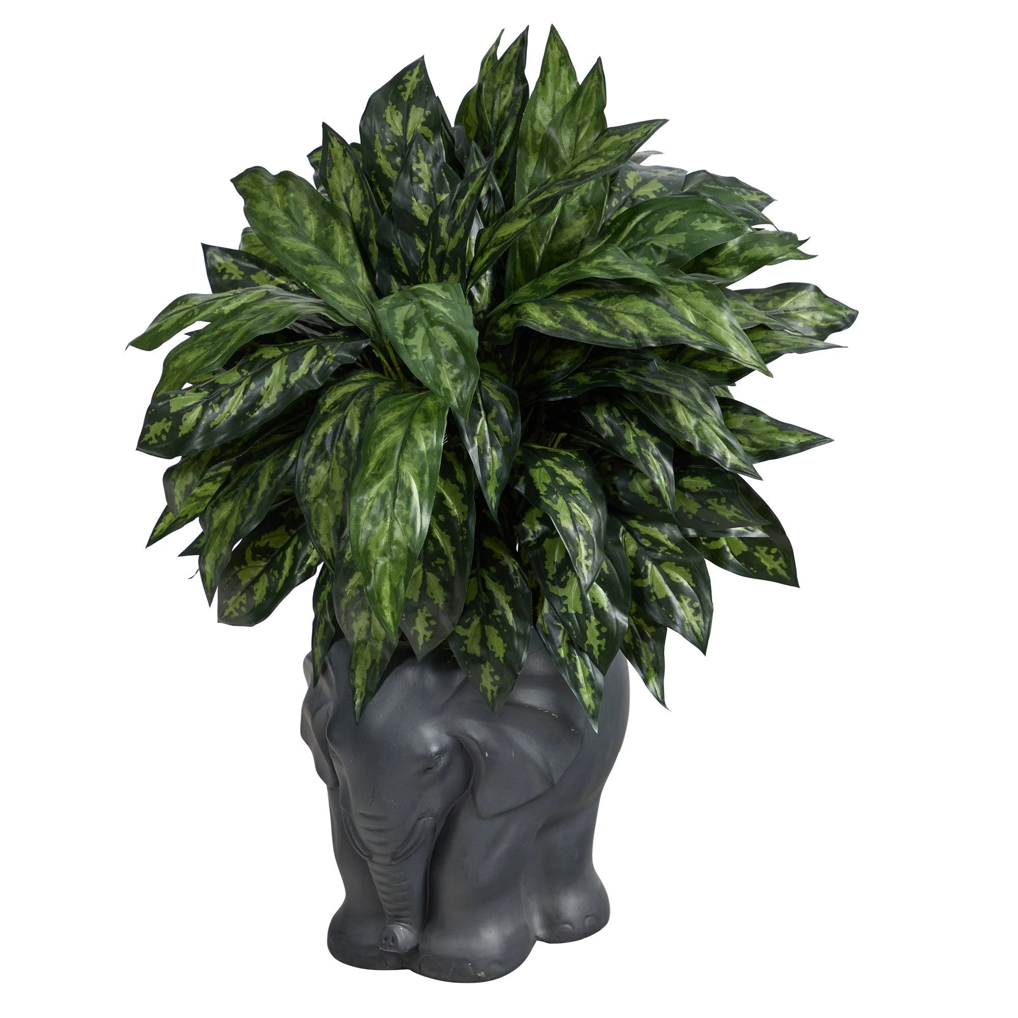 33” Silver King Artificial Plant in Black Elephant Shaped Planter - Image 4