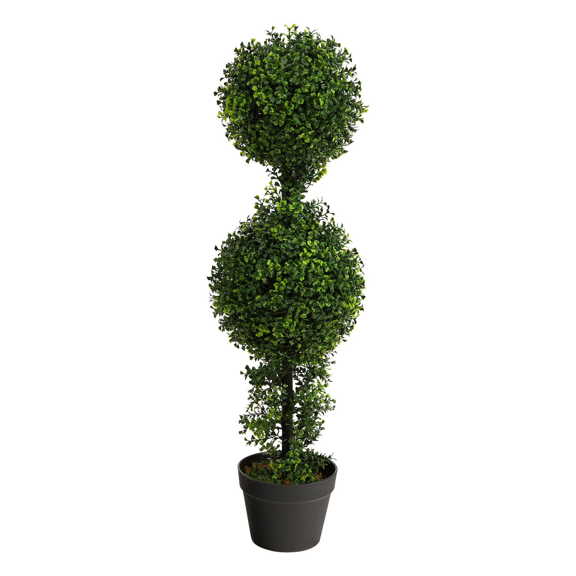 34” Boxwood Double Ball Topiary Artificial Tree (Indoor/Outdoor) - Image 6