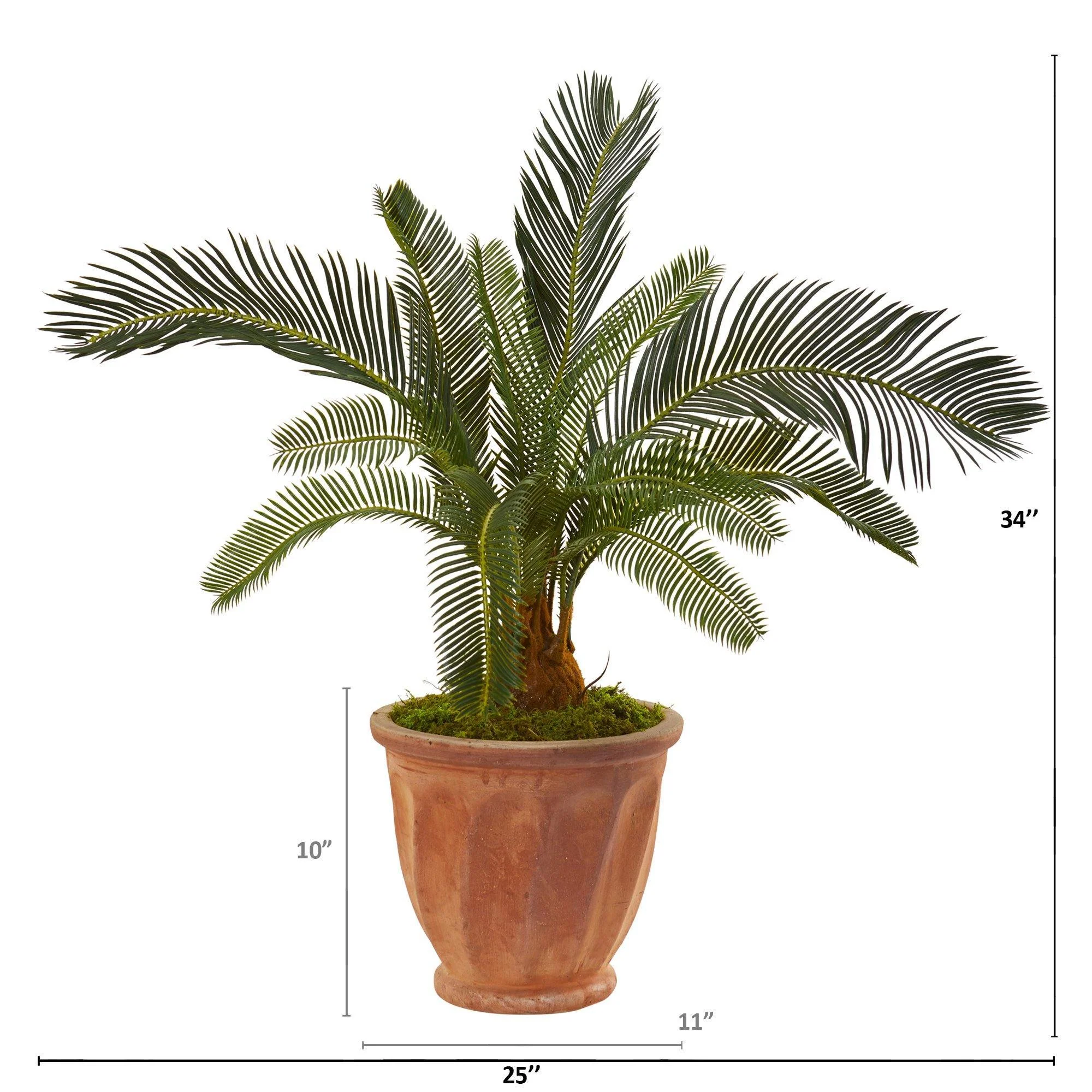 34” Cycas Artificial Plant in Orange Planter - Image 2