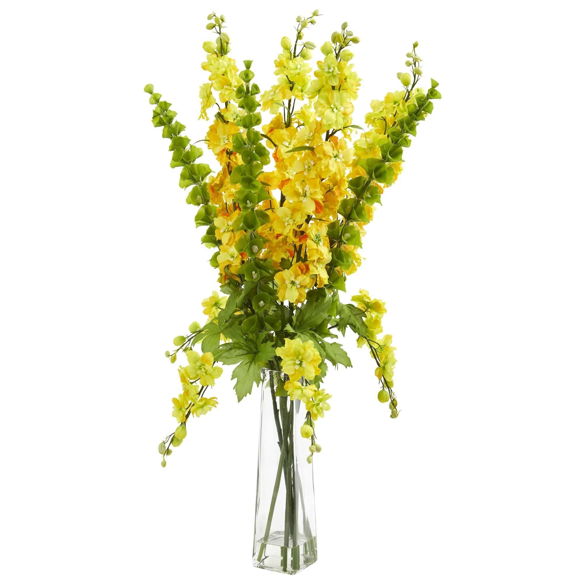 34” Delphinium and Bell of Ireland Artificial Arrangement - Image 3