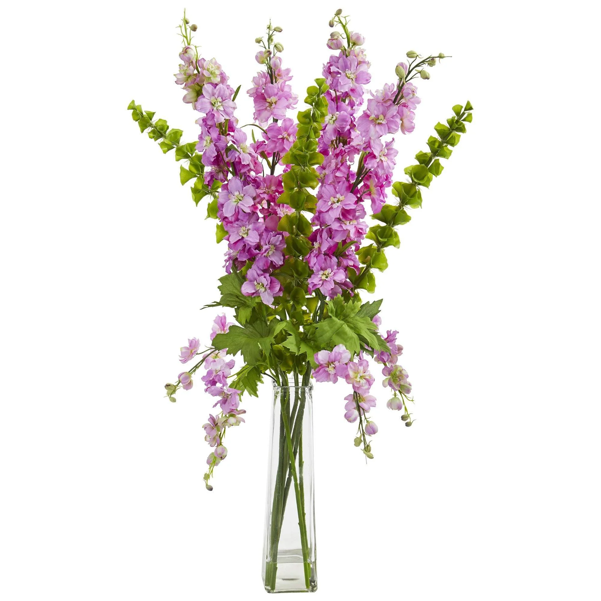 34” Delphinium and Bell of Ireland Artificial Arrangement - Image 4