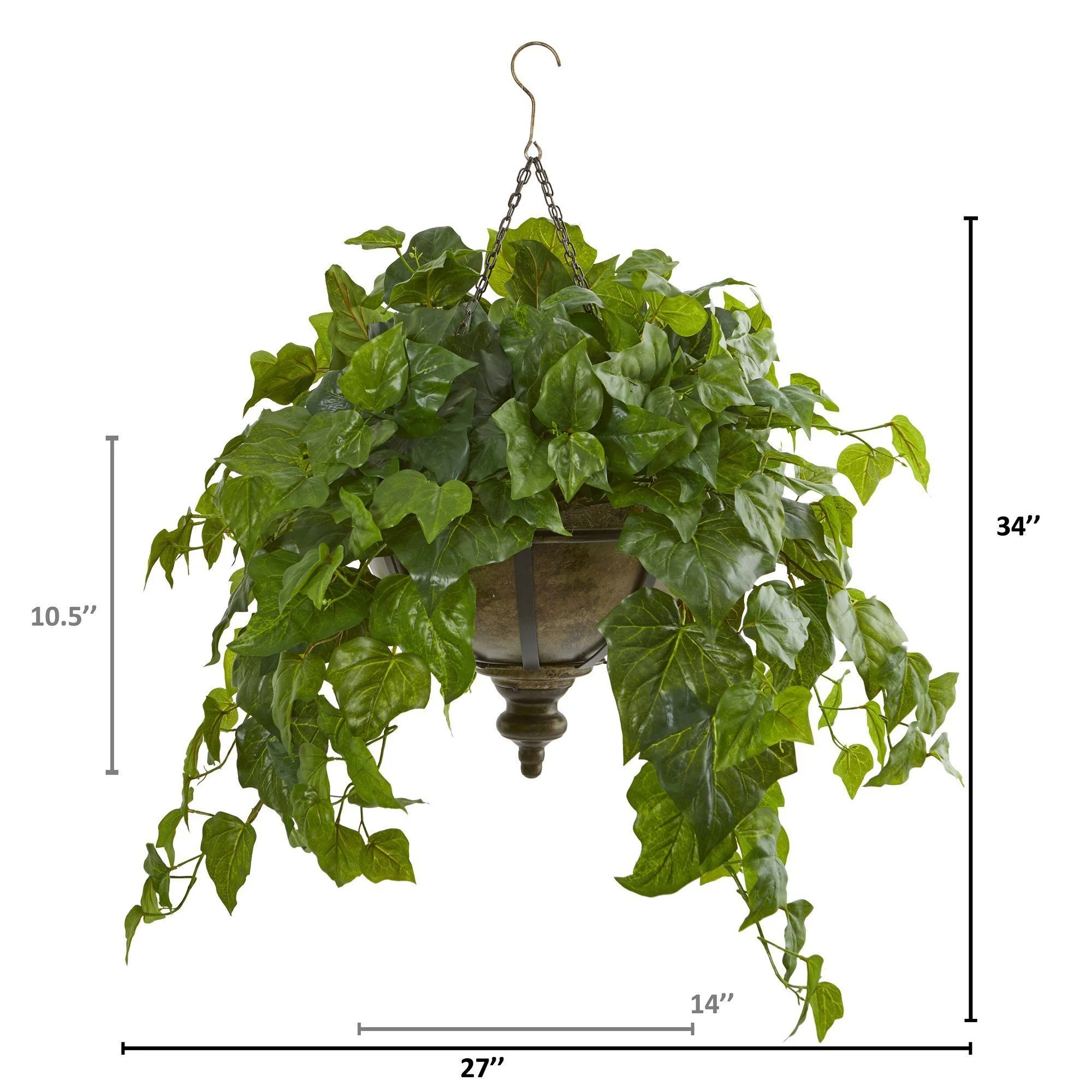 34” London Ivy Artificial Plant in Hanging Bowl (Real Touch) - Image 2