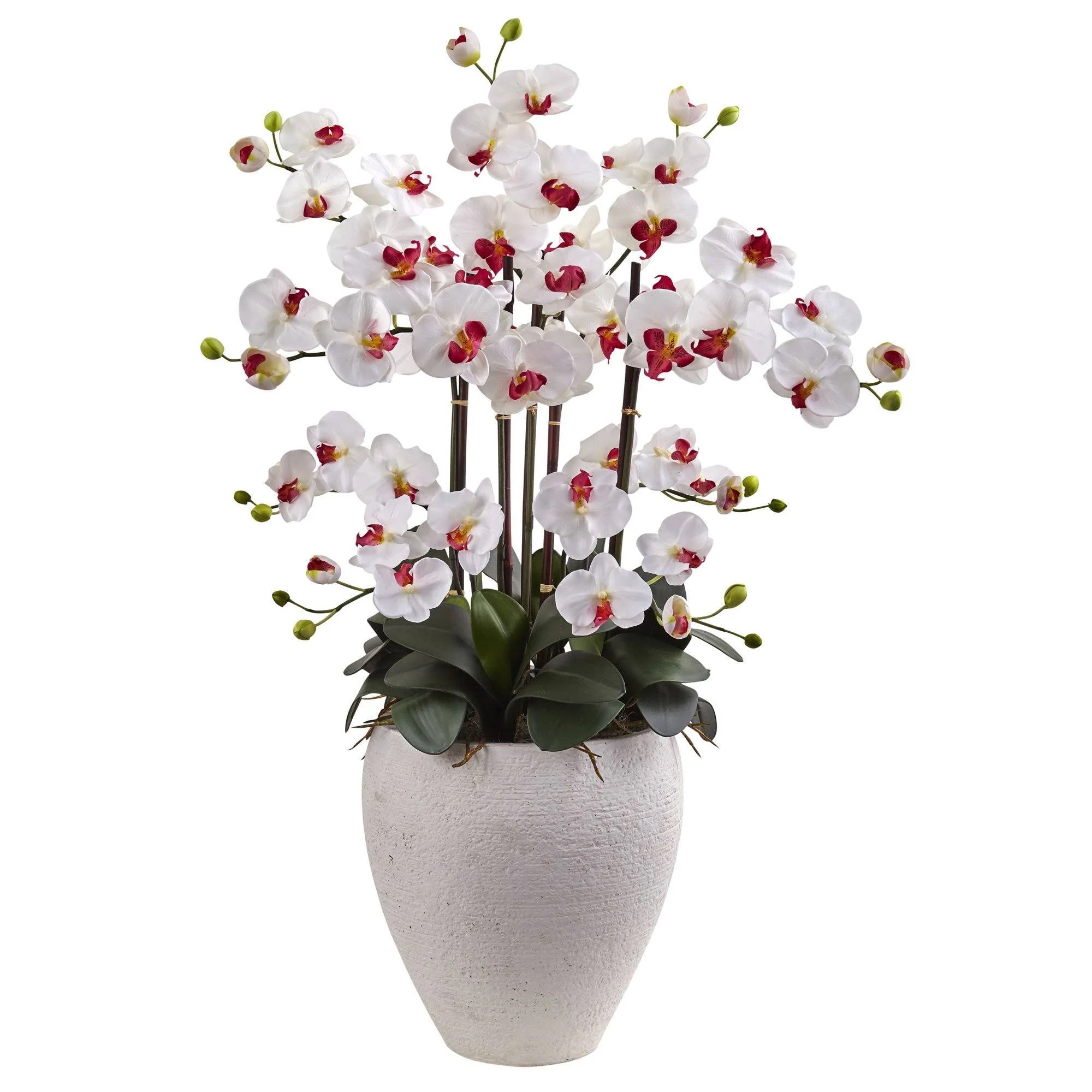 Silk Phalaenopsis Orchid with White Planter - Image 2