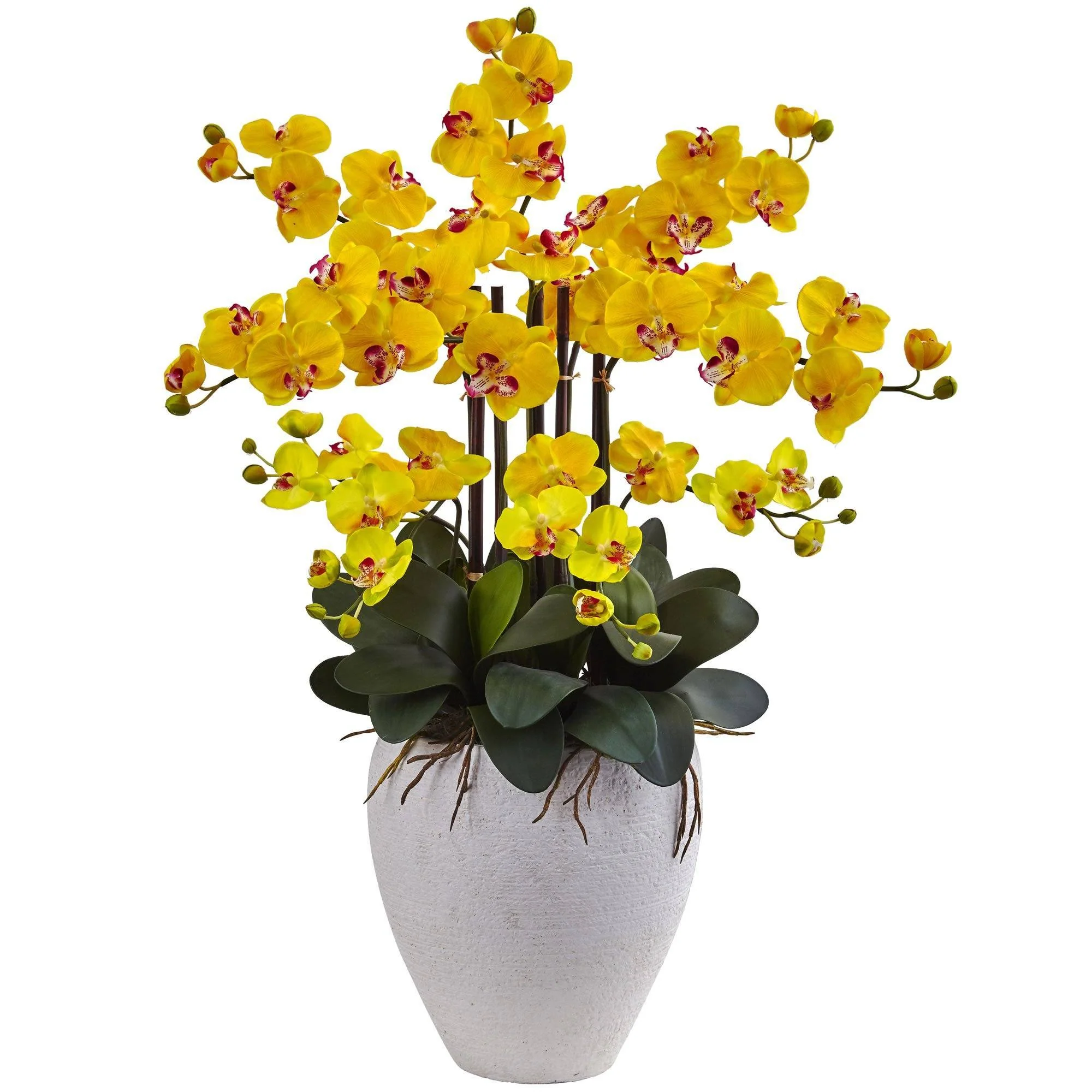 Silk Phalaenopsis Orchid with White Planter - Image 3