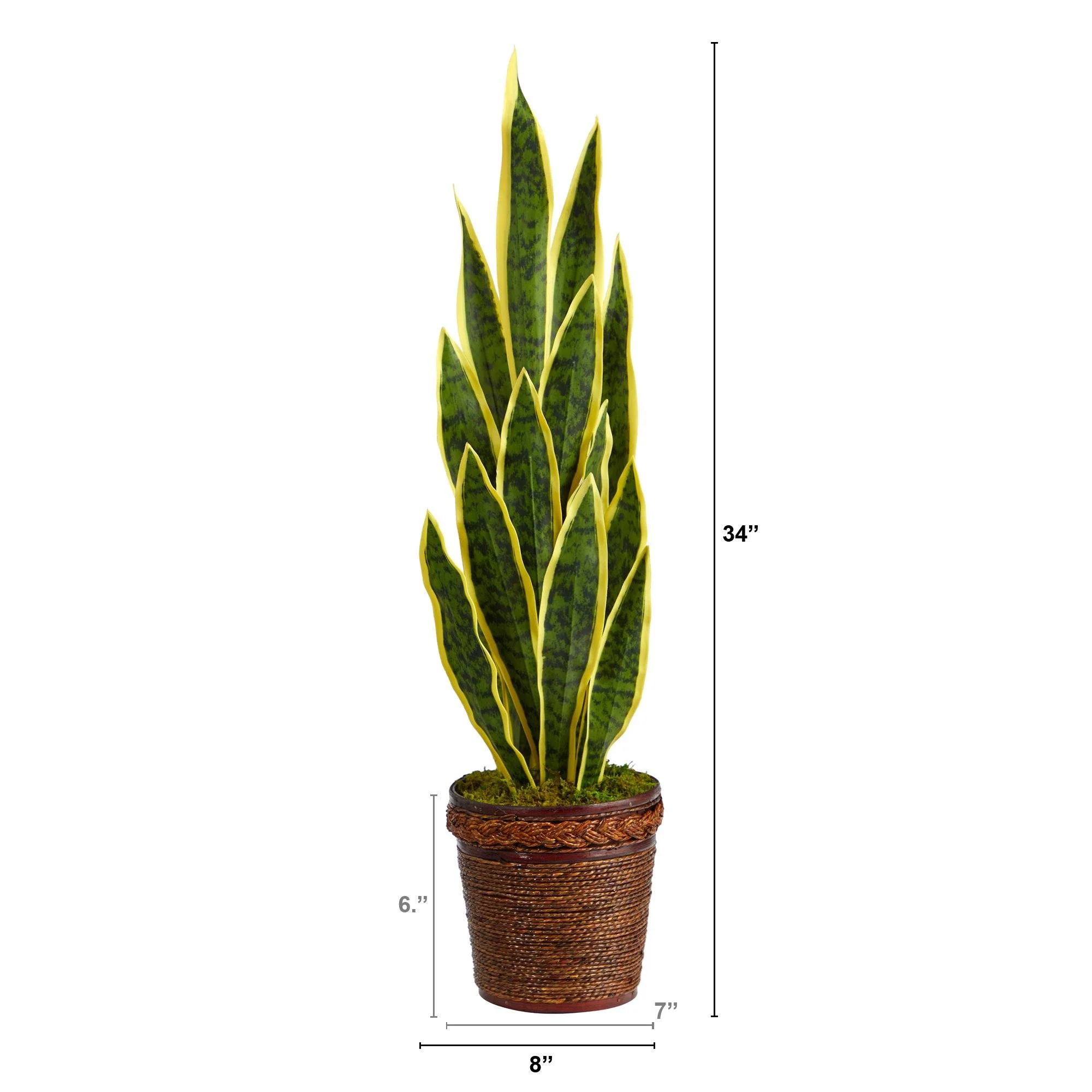 34” Sansevieria Artificial Plant in Basket - Image 2