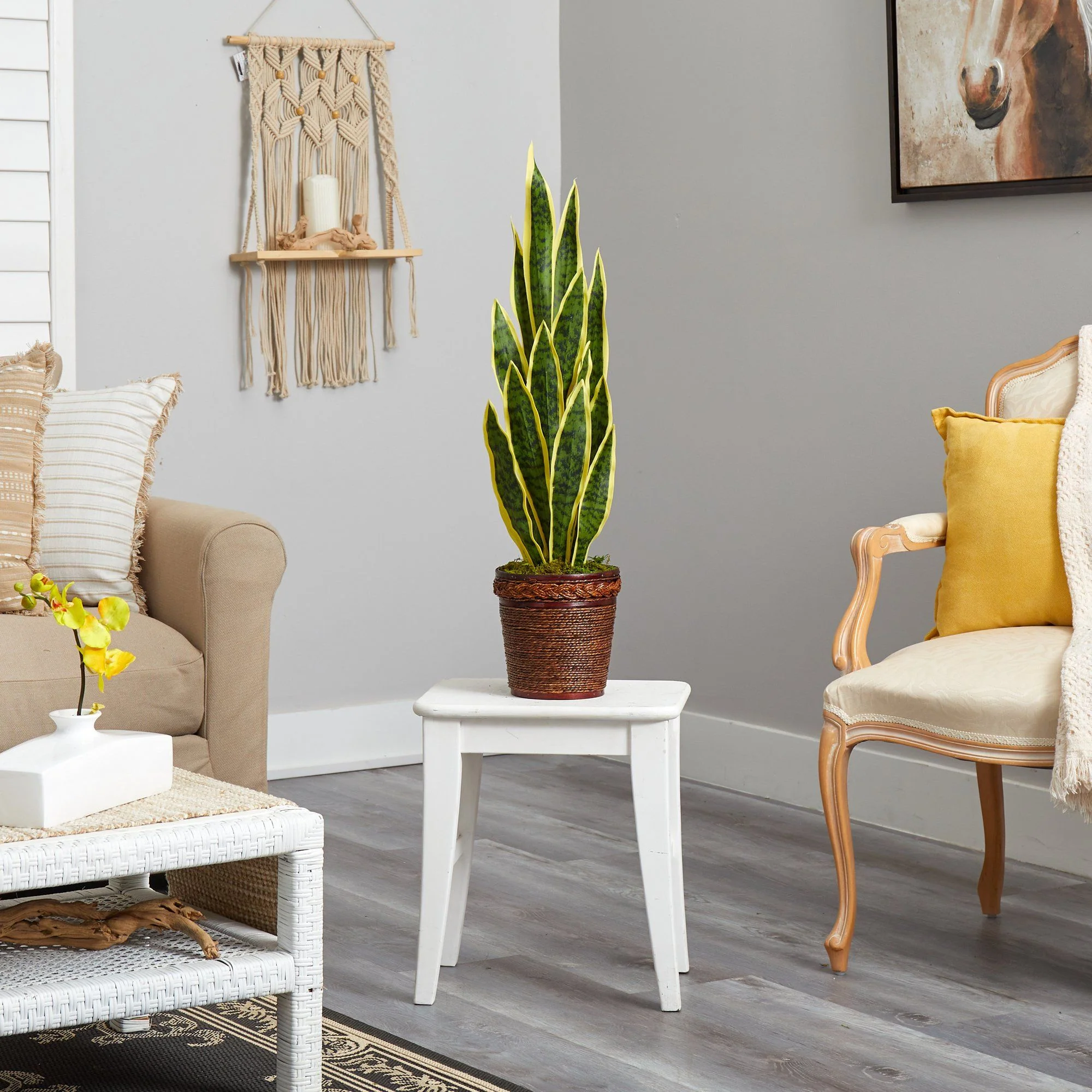 34” Sansevieria Artificial Plant in Basket - Image 4