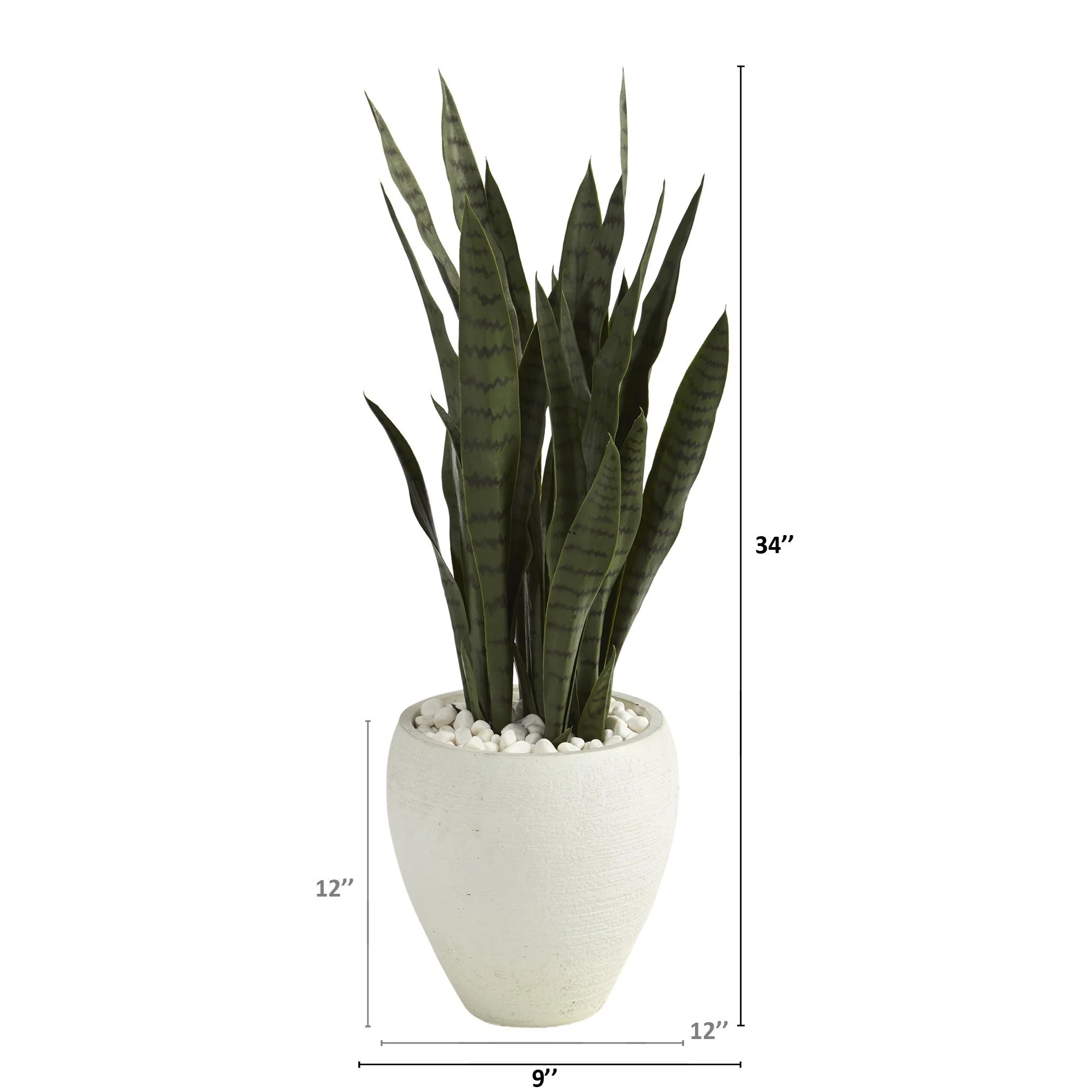 34” Sansevieria Artificial Plant in White Planter - Image 2