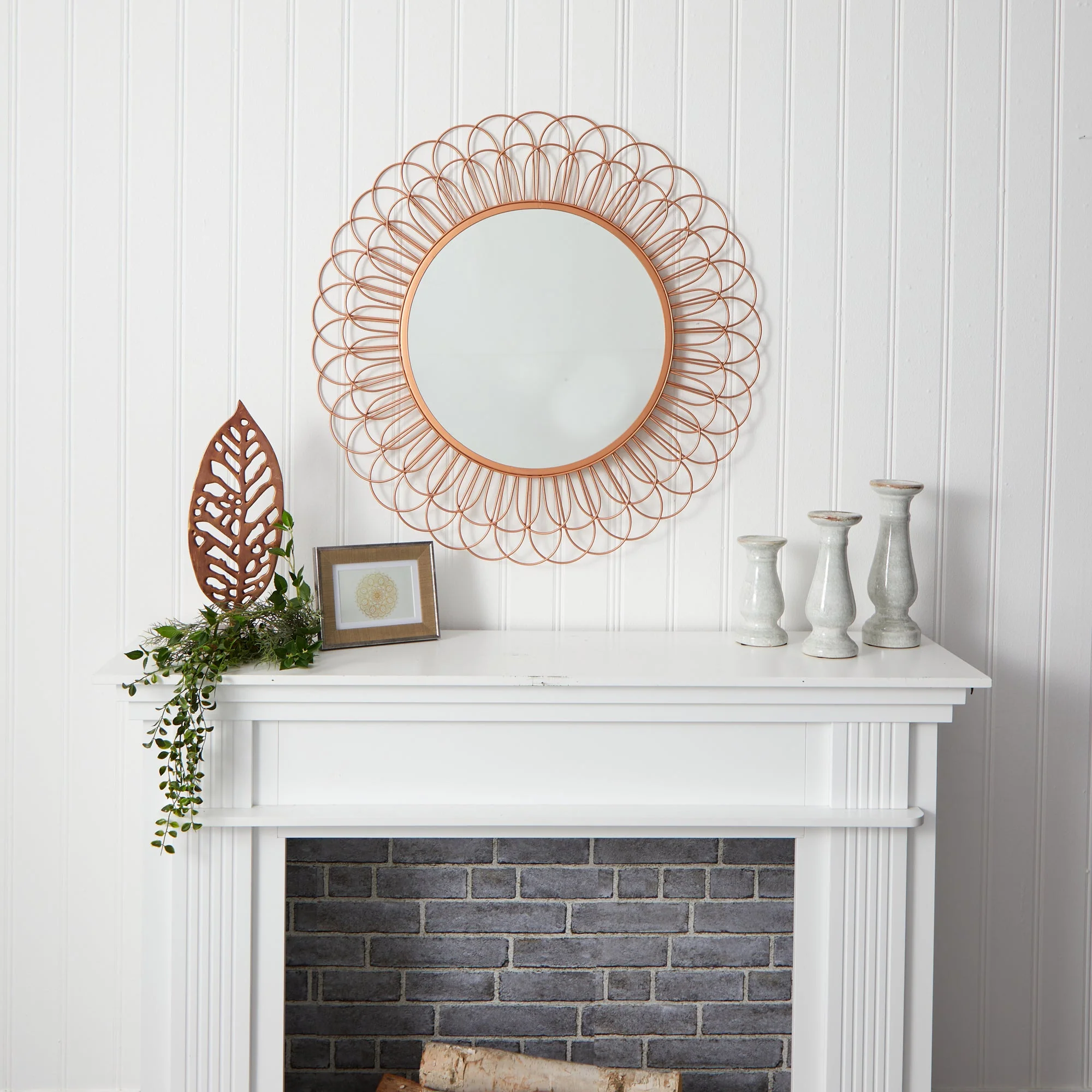 34” Scalloped Mirror Wall Decor - Image 4