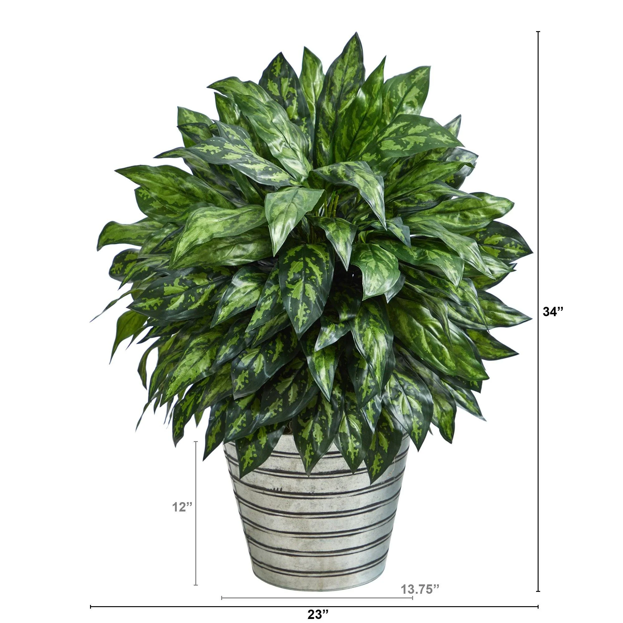 34” Silver King Artificial Plant in Decorative Tin Bucket - Image 2