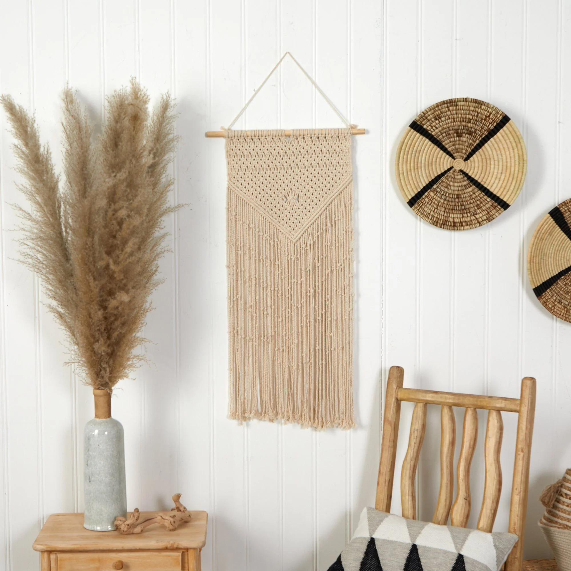34” x 18” Hand Crafted Boho Macrame Wall Hanging Decor - Image 3