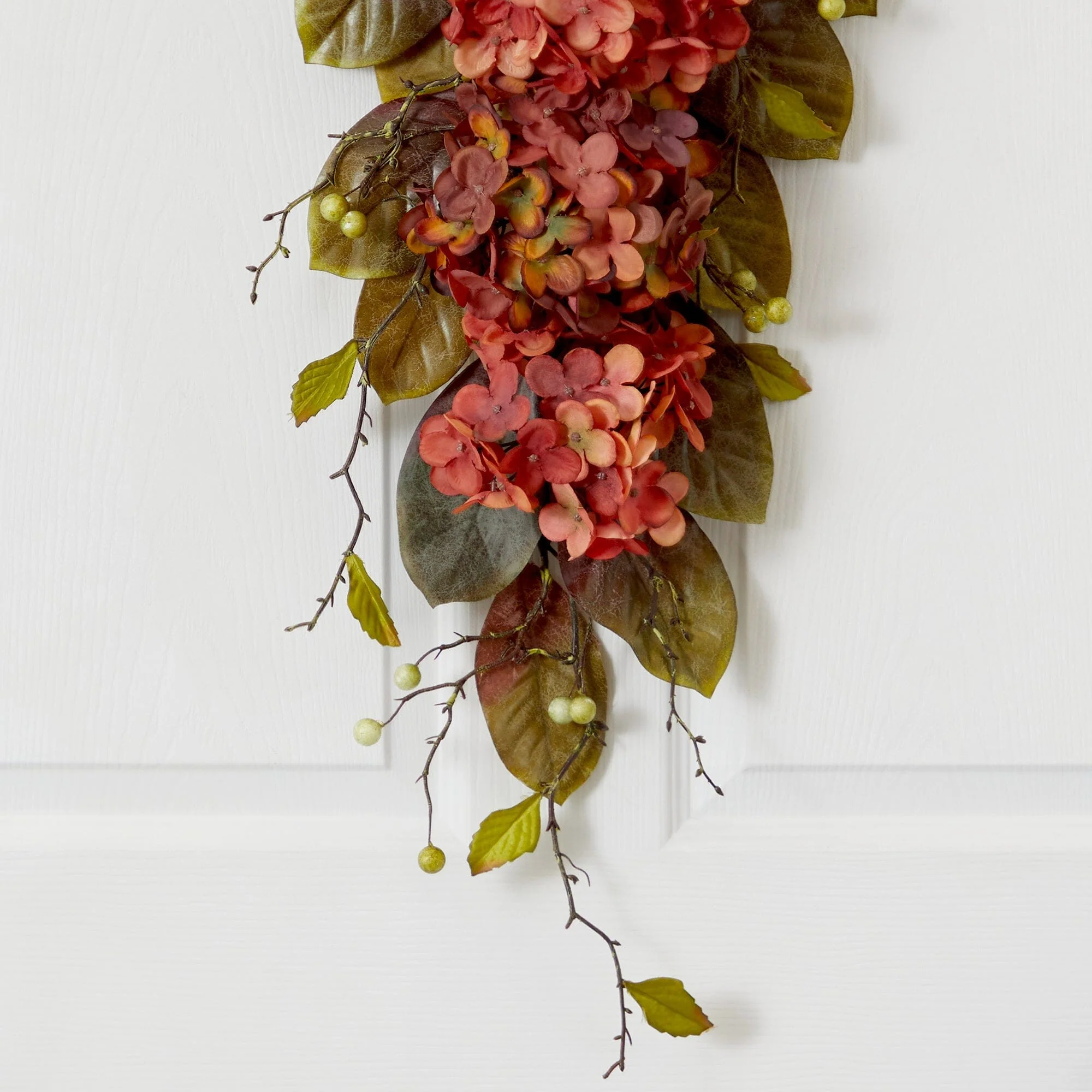 35” Autumn Hydrangea and Berry Artificial Fall Tear Drop - Image 2