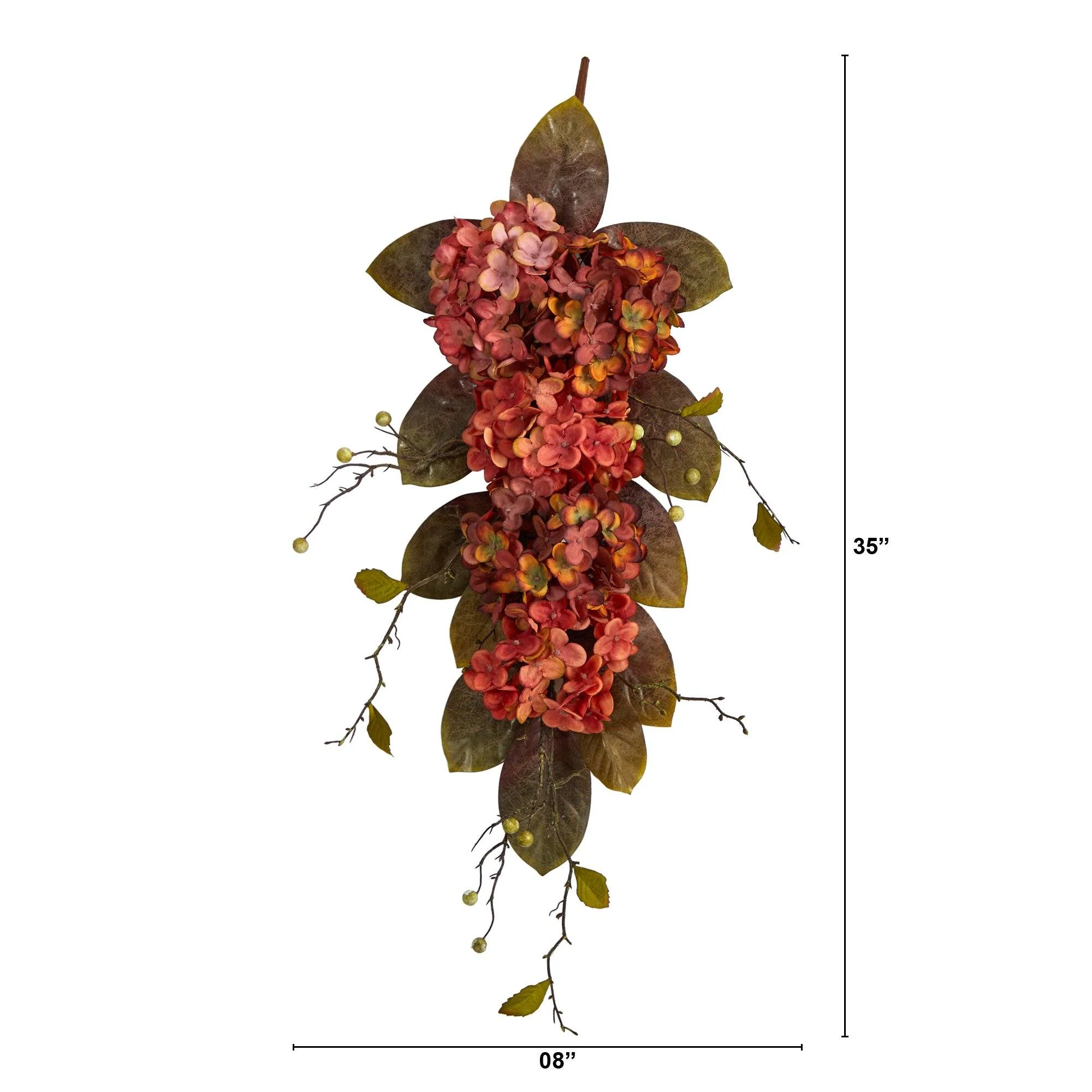35” Autumn Hydrangea and Berry Artificial Fall Tear Drop - Image 4