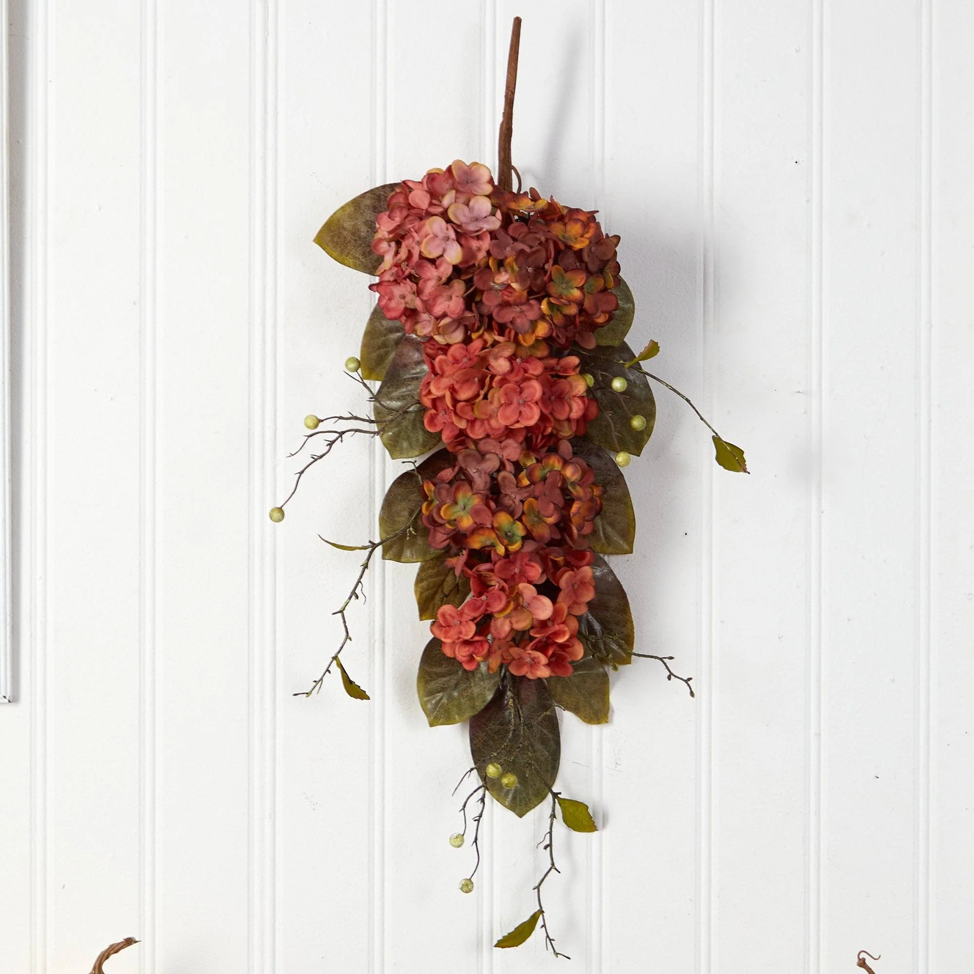 35” Autumn Hydrangea and Berry Artificial Fall Tear Drop - Image 5
