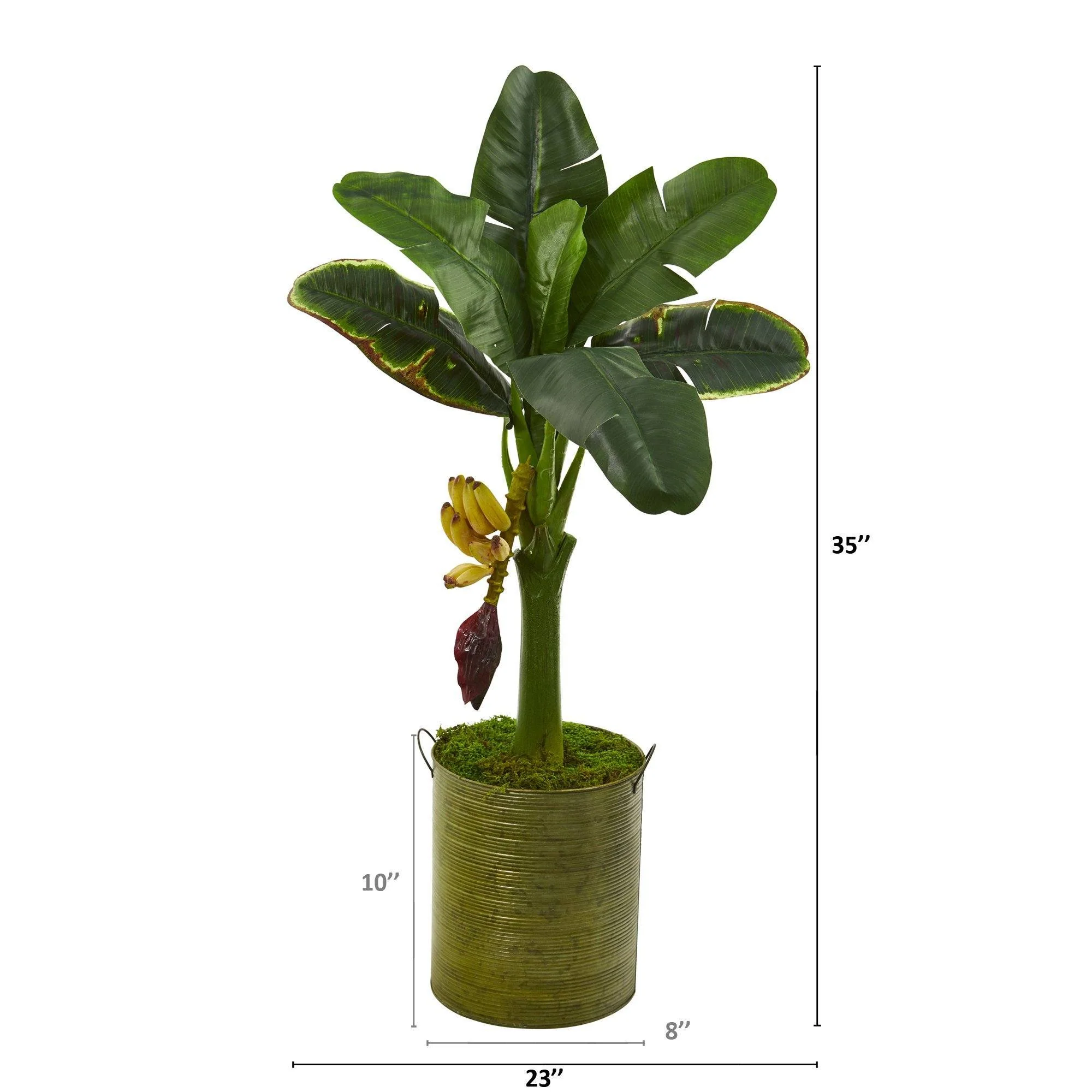 35” Banana Artificial Tree in Green Planter - Image 2