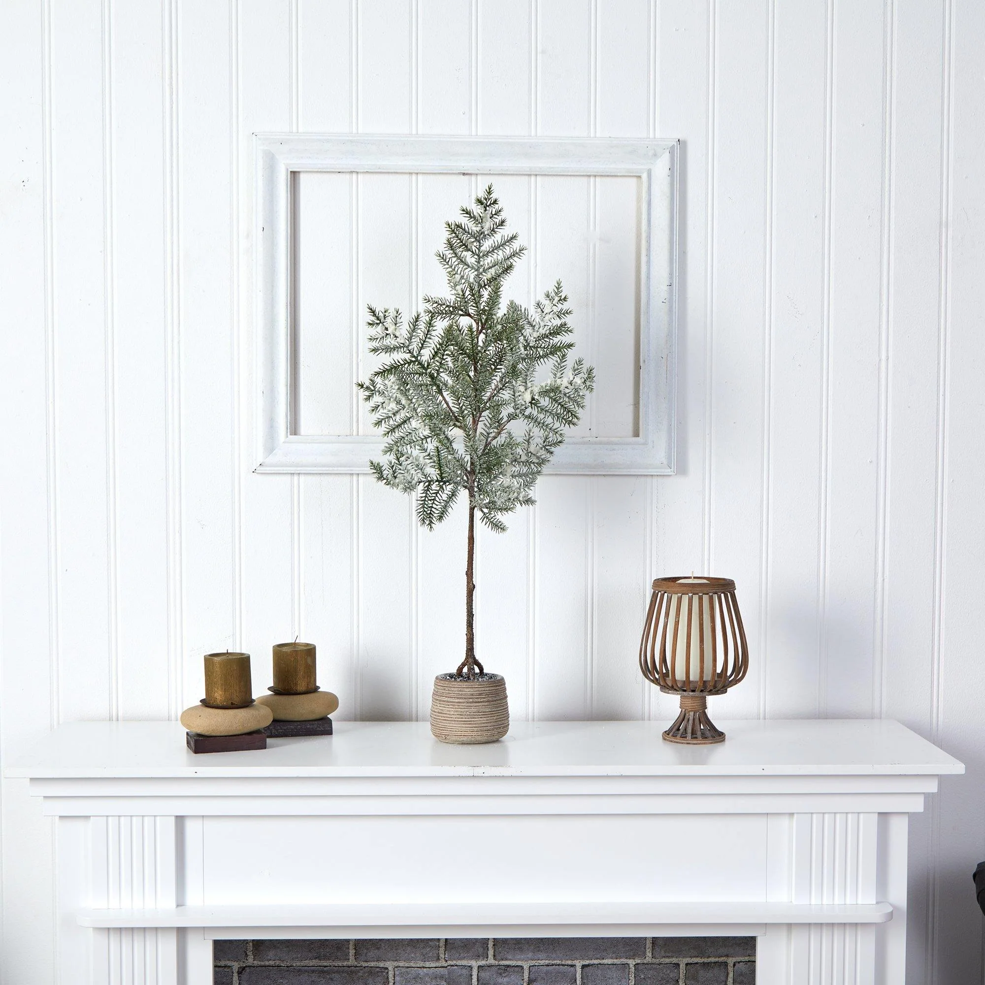 35'' Frosted Pine Artificial Christmas Tree in Decorative Planter - Image 4