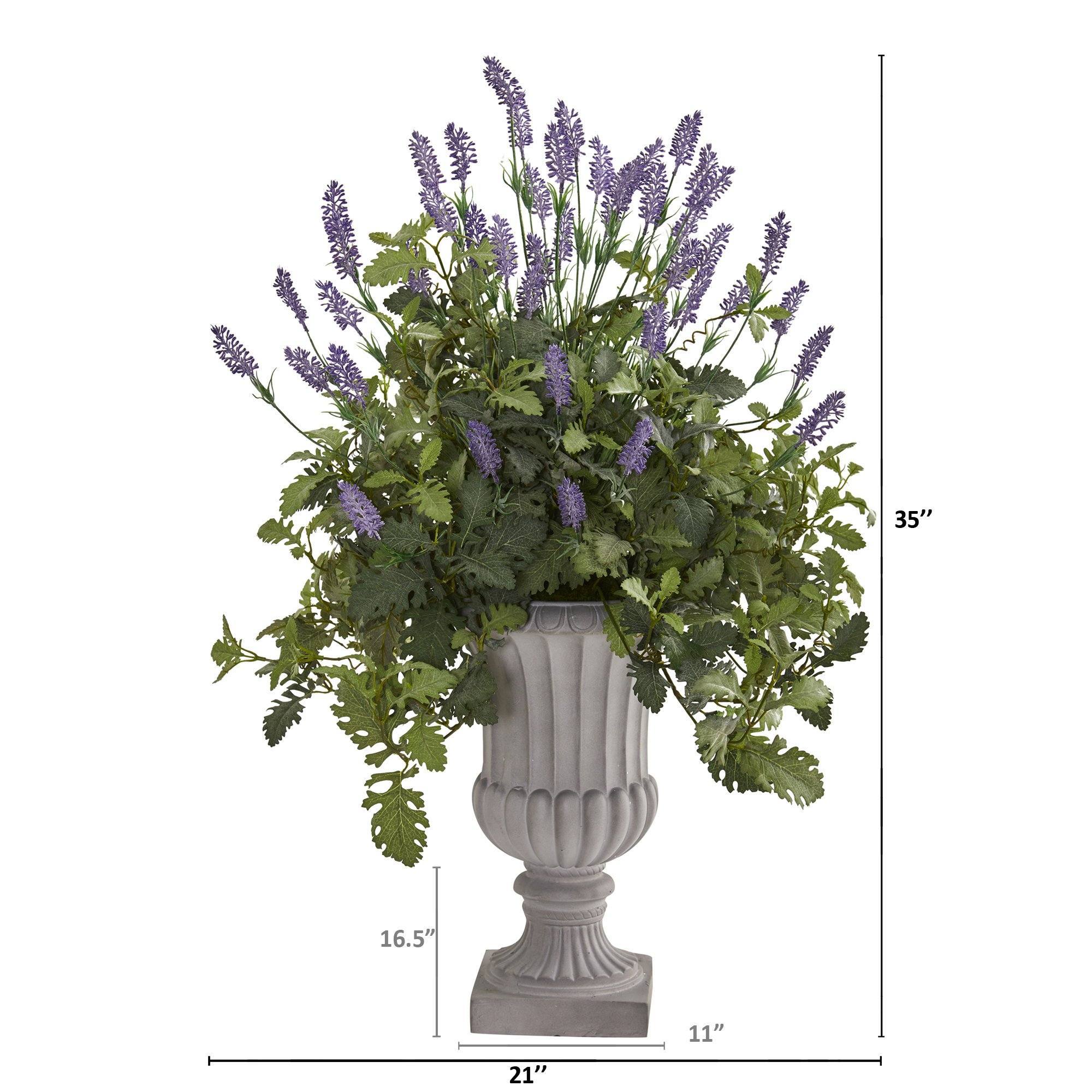 35” Lavender and Dusty Miller Artificial Plant in Urn - Image 2