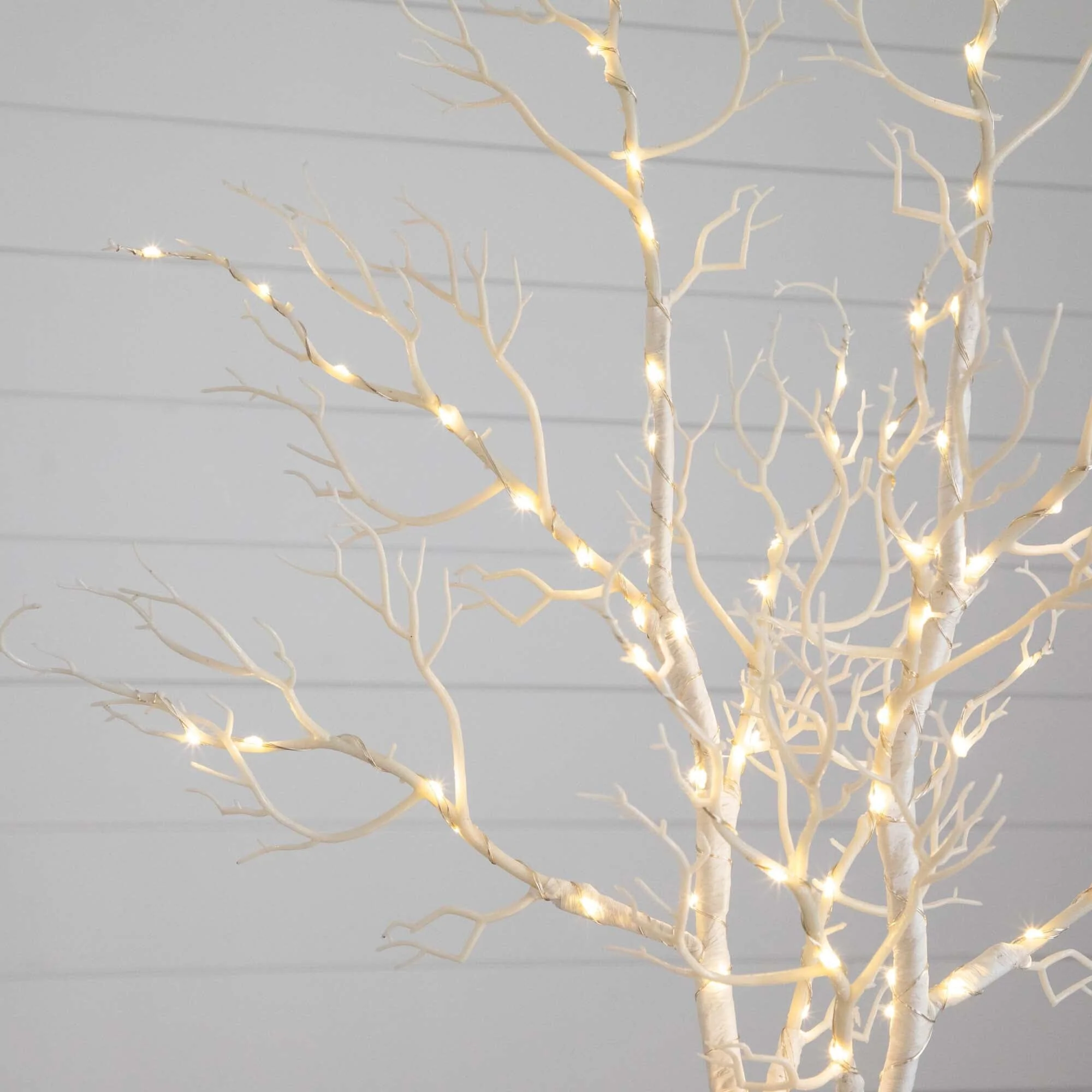 35” Pre-Lit Artificial White Birch Branches with 80 Warm White LED Lights - Set of 2 - Image 2
