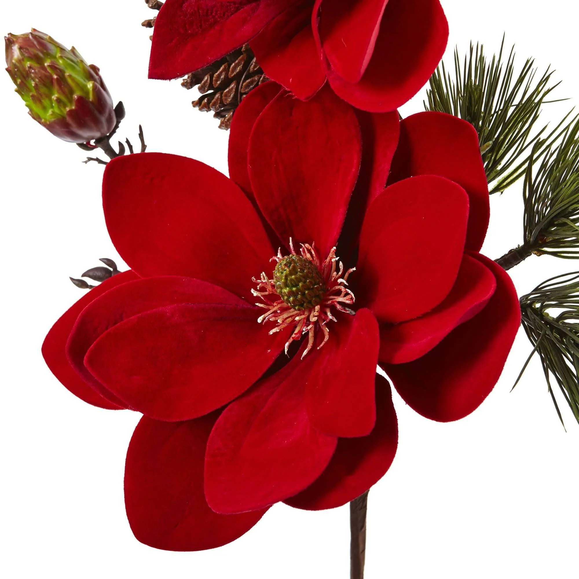 36” Magnolia and Pine Artificial Flower (Set of 2) - Image 3