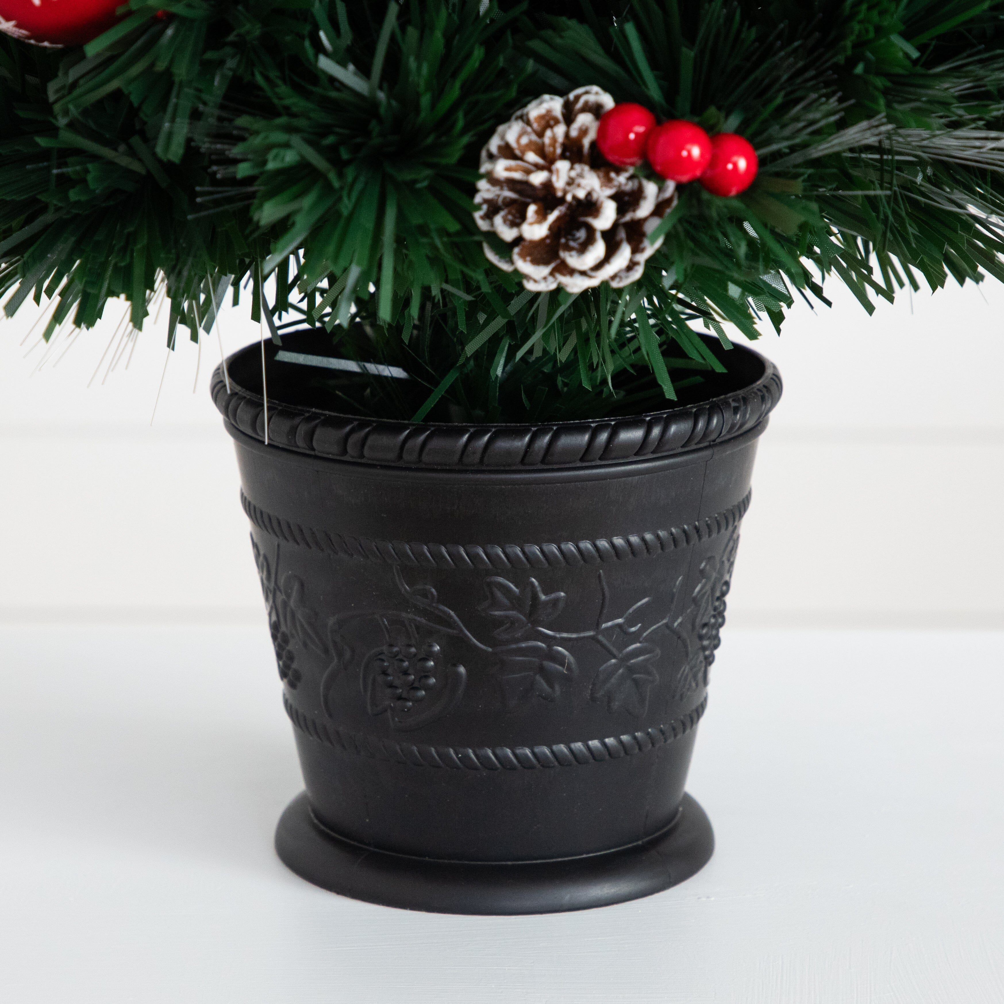 36" Pre-Lit Fiber Optic Cosmopolitan Star Topped Artificial Christmas Tree with Decorative Planter - Image 7