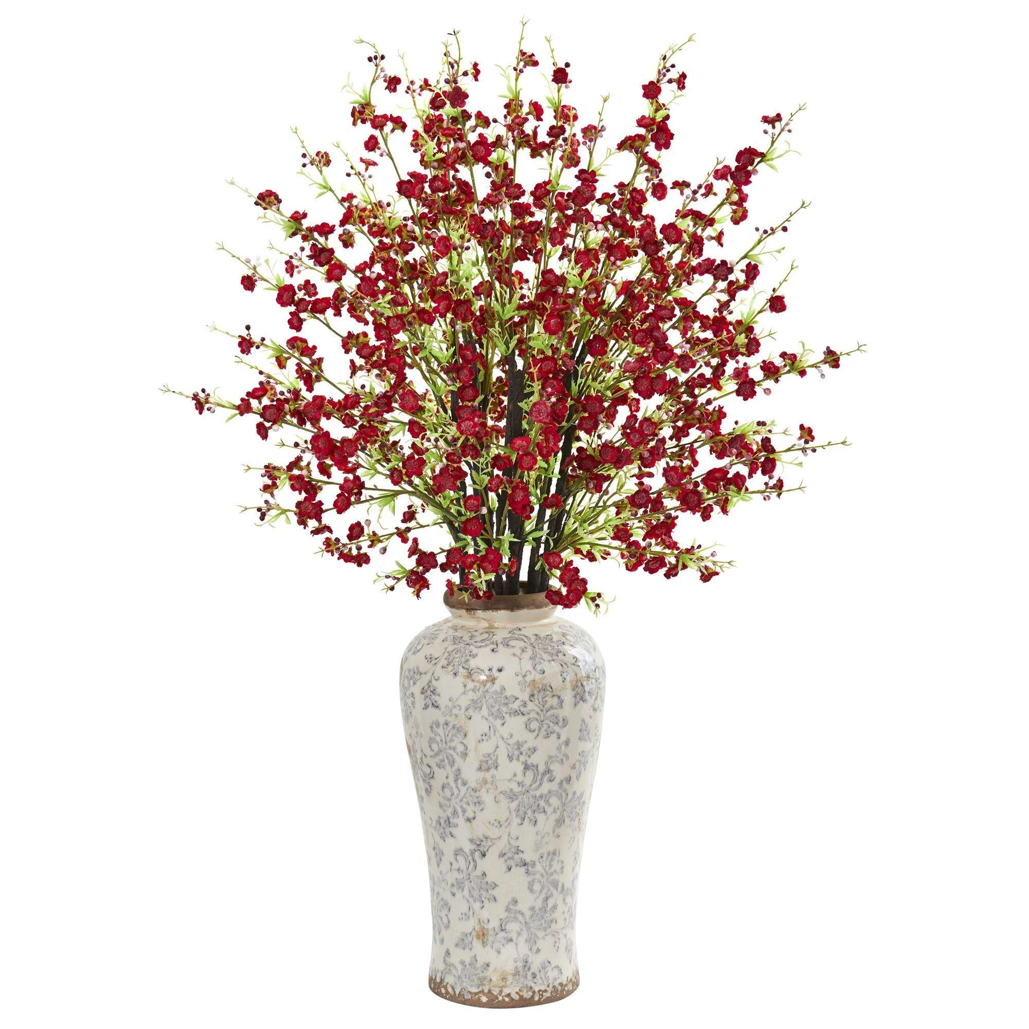 37” Cherry Blossom Artificial Arrangement in Decorative Vase - Image 2