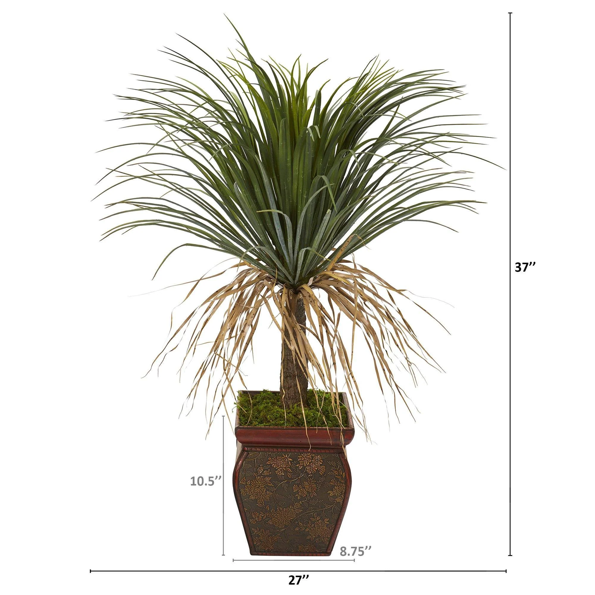 37” Pony Tail Palm Artificial Plant in Decorative Planter - Image 2