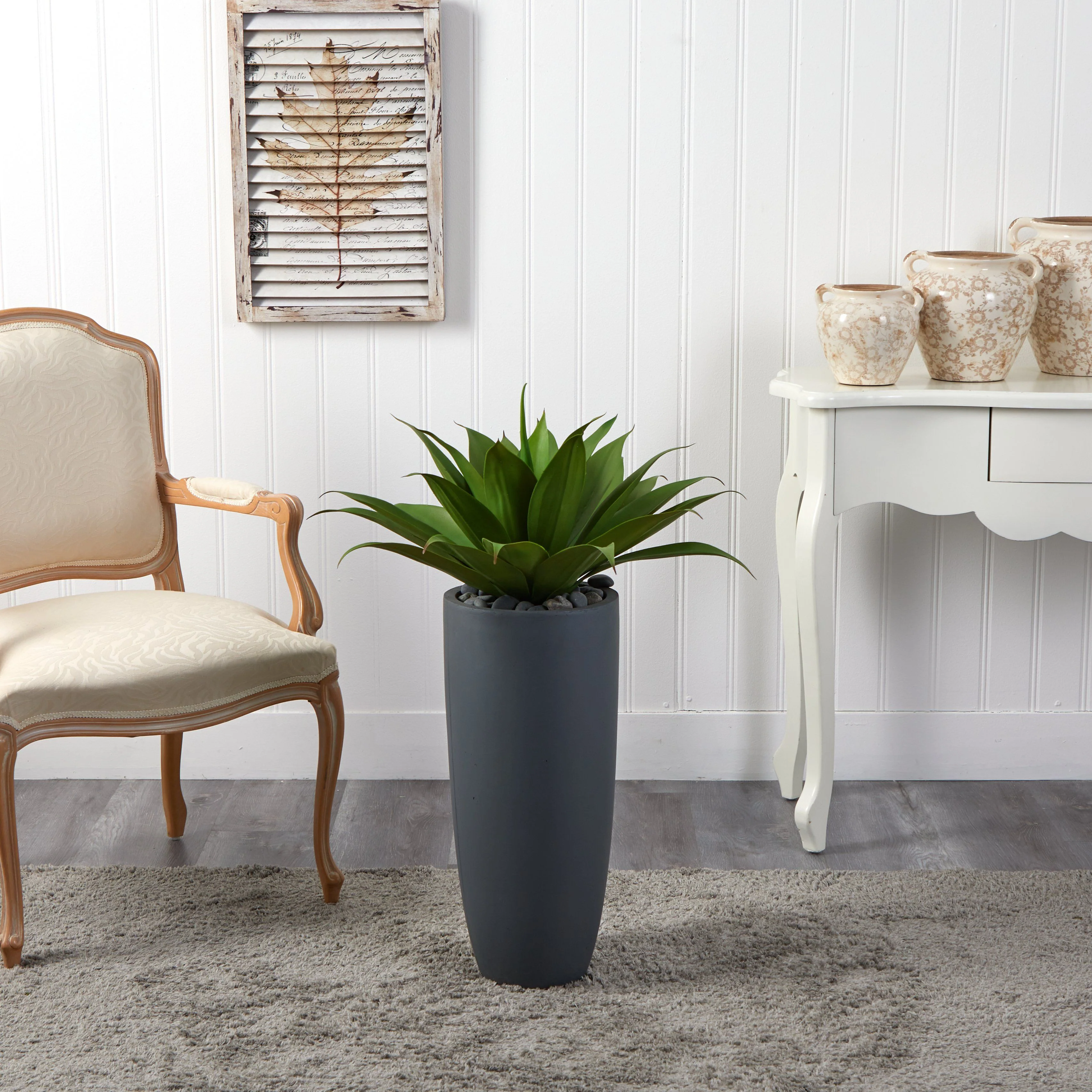 Agave in Gray Cylinder Planter - Image 2