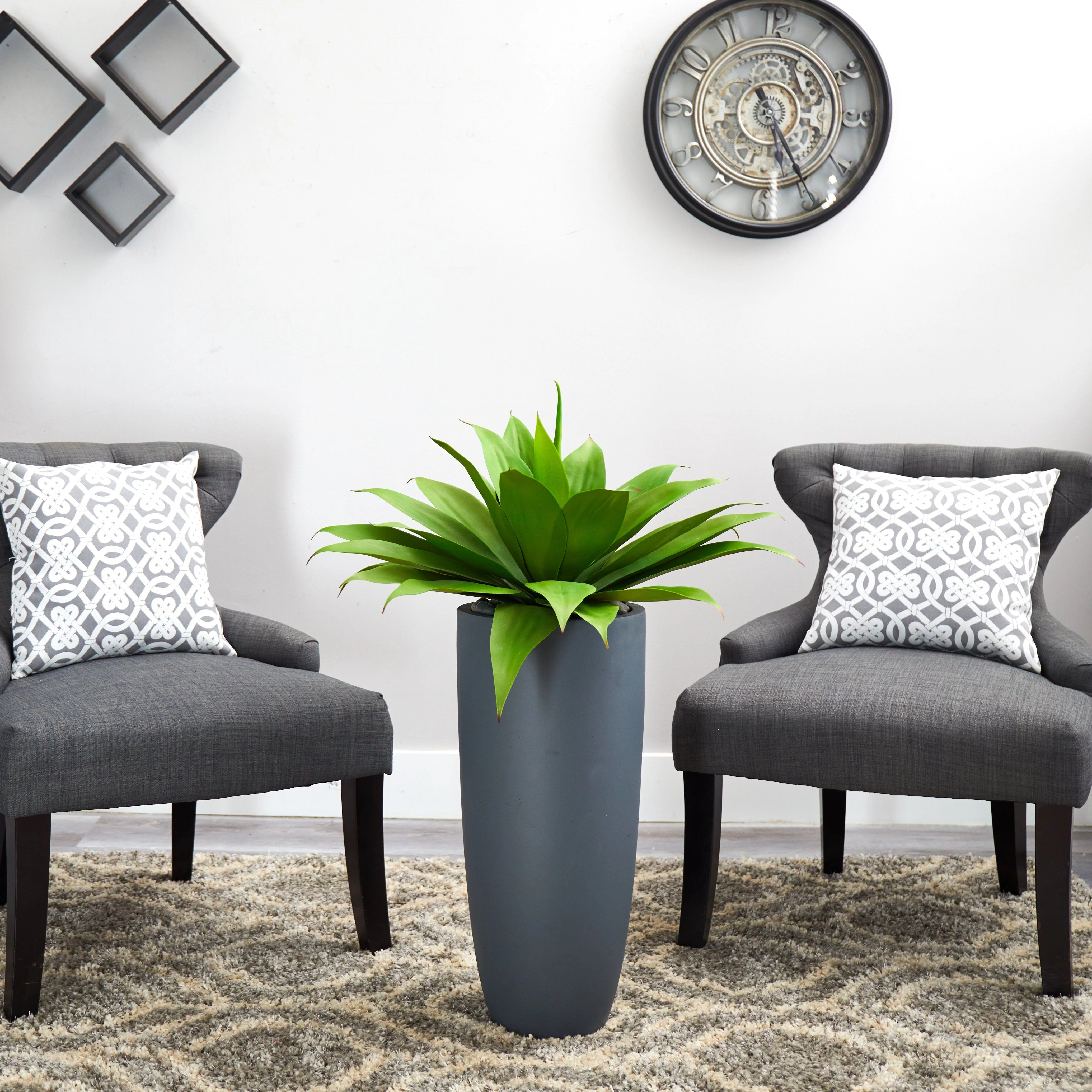 Agave in Gray Cylinder Planter - Image 3