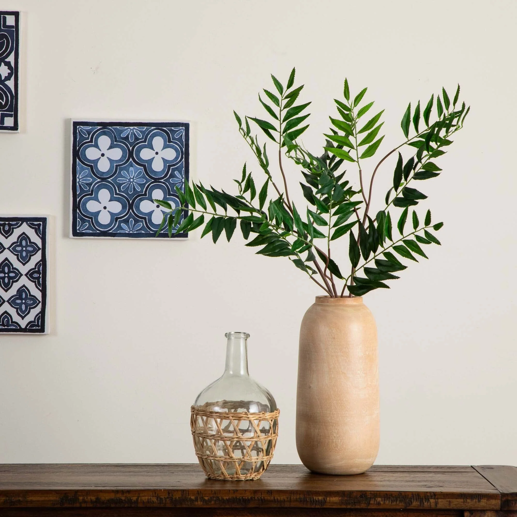 38" Artificial Palmate Fern Stems - Set of 3 - Image 5