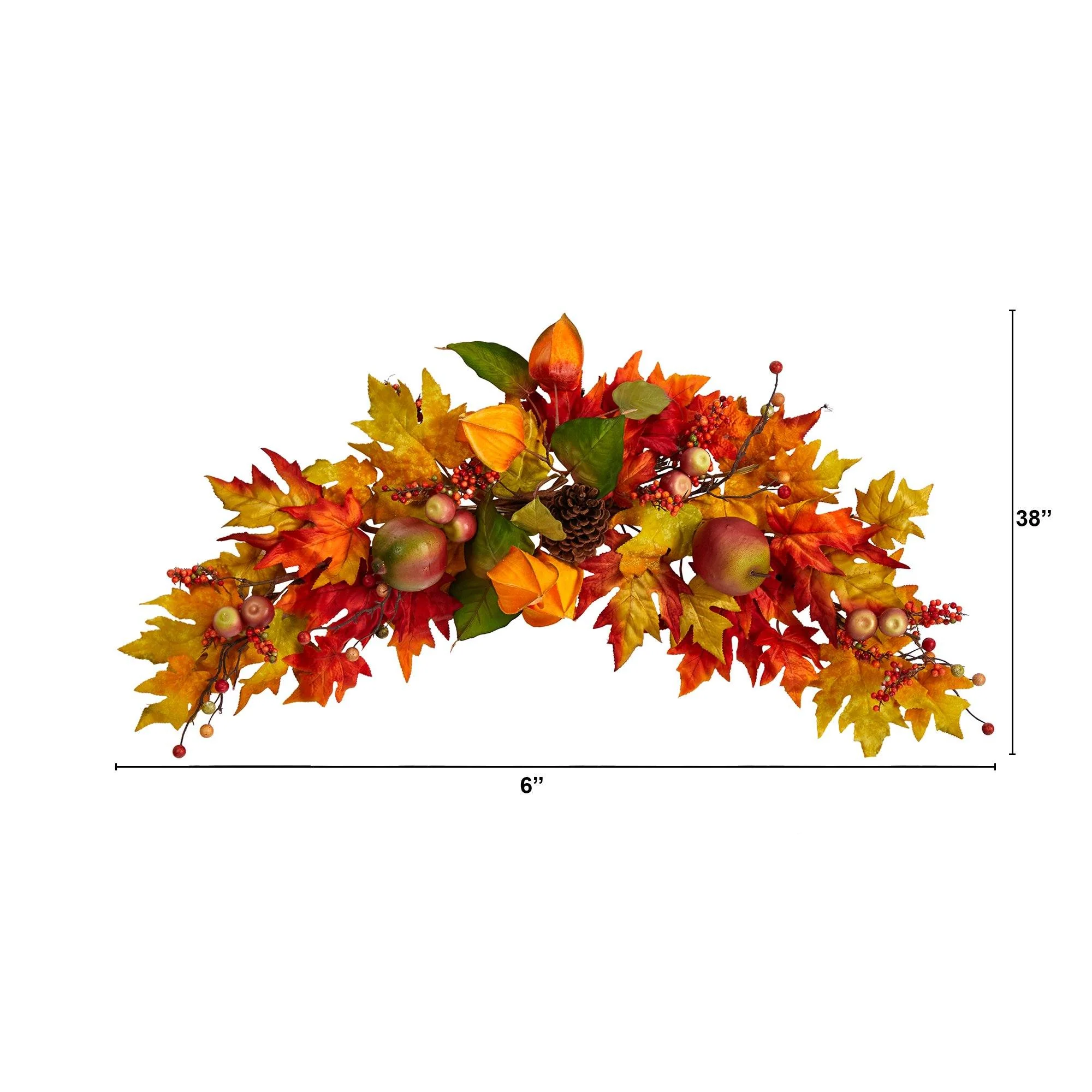 38” Autumn Maple Leaf Berry Artificial Swag - Image 4