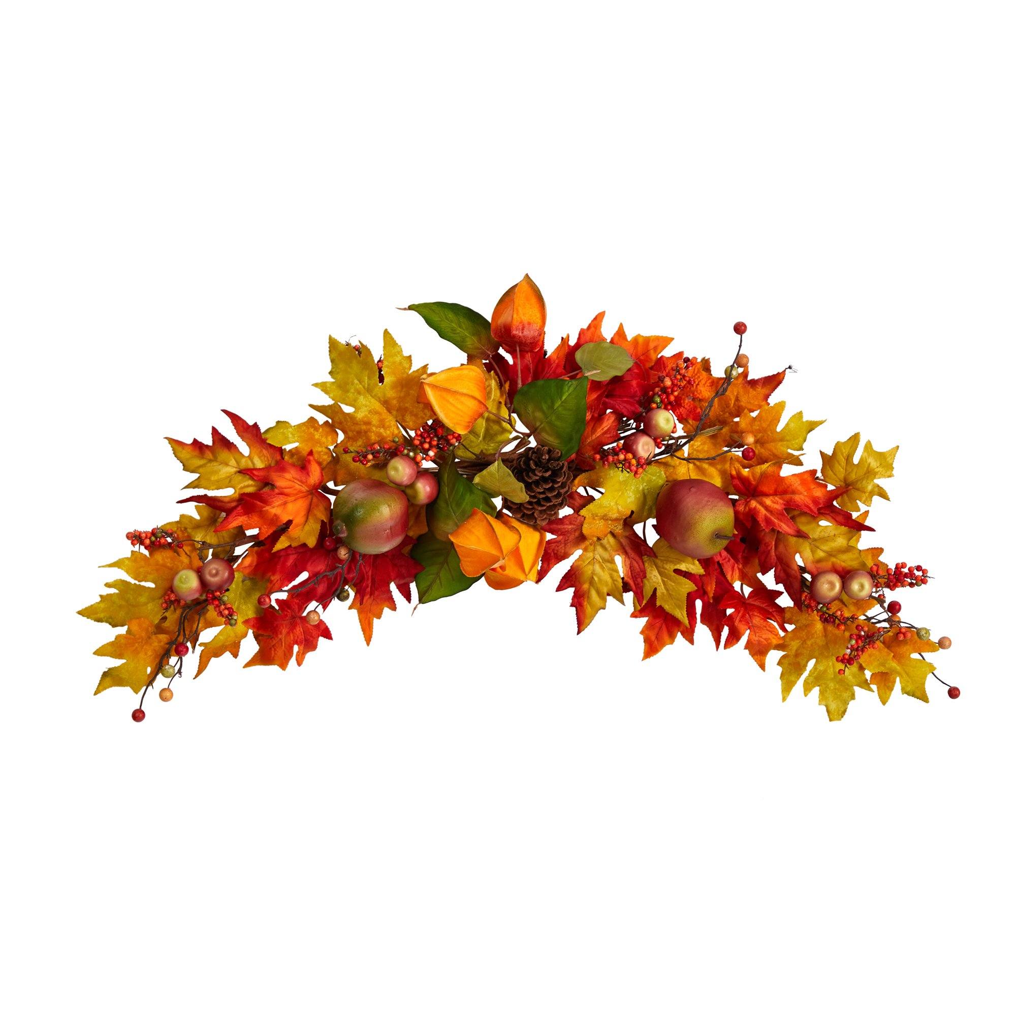 38” Autumn Maple Leaf Berry Artificial Swag - Image 5