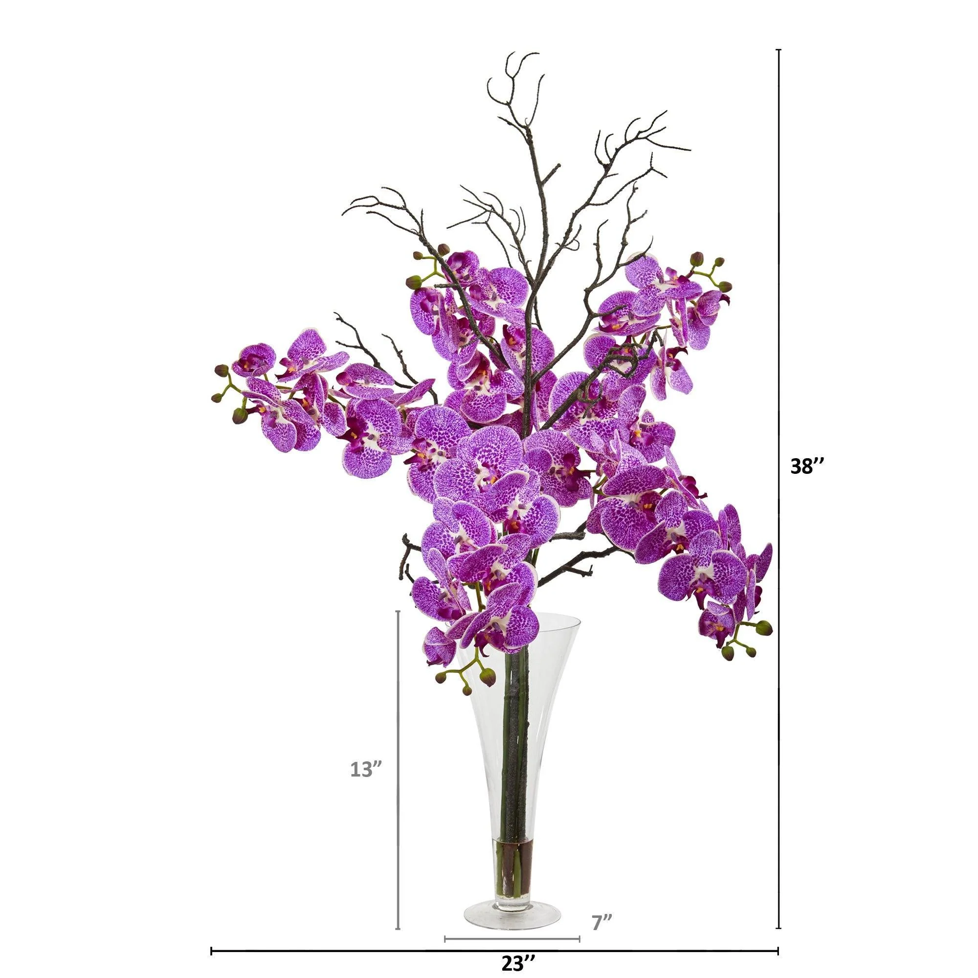 38” Elegant Phalaenopsis Orchid Arrangement in Flared Vase - Image 2