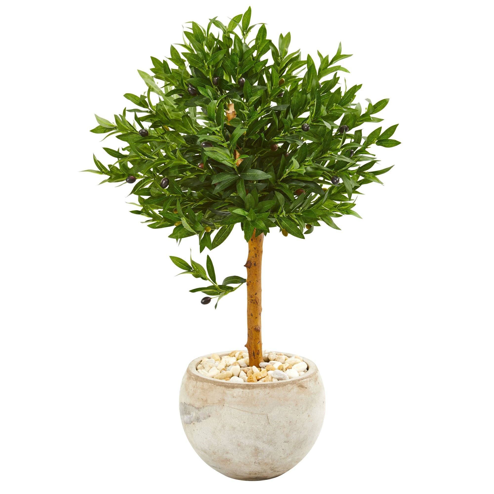 38” Olive Topiary Artificial Tree in Bowl Planter(Indoor/Outdoor) - Image 5
