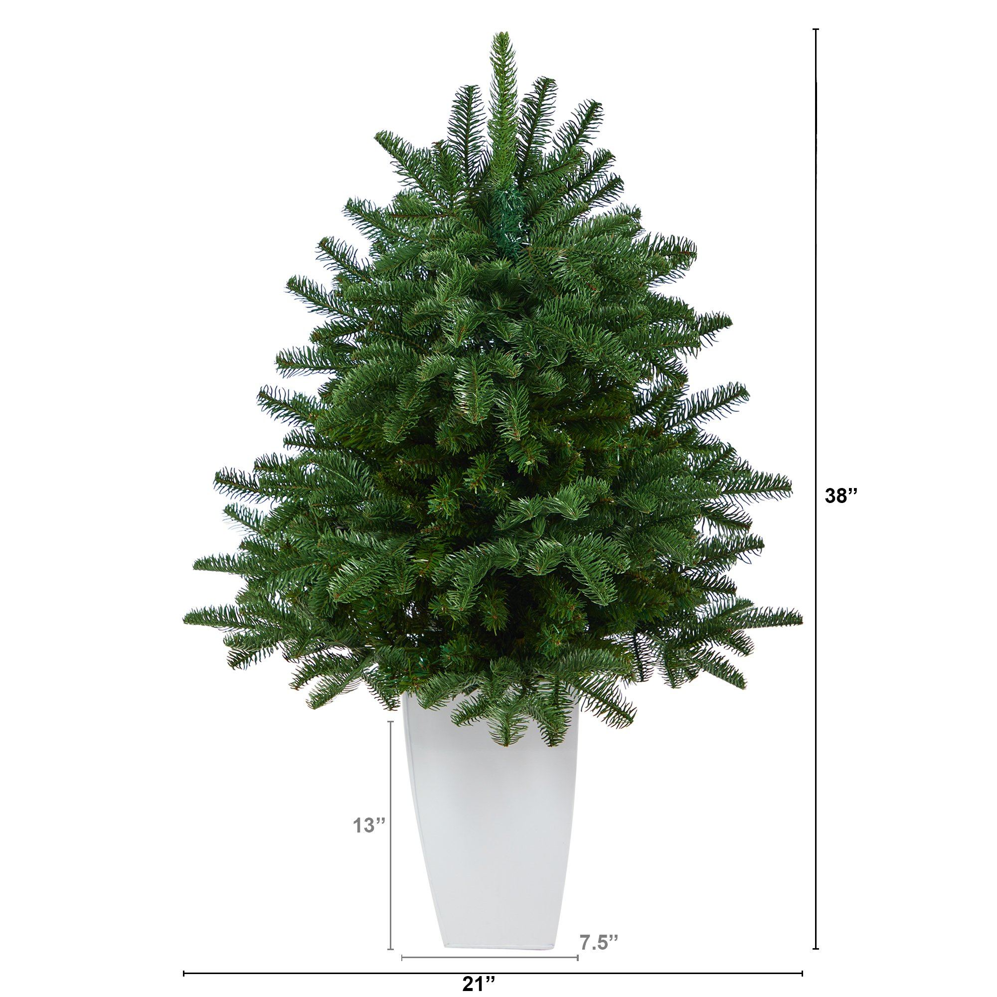 38” South Carolina Spruce Artificial Christmas Tree with 458 Bendable Branches in White Metal Planter - Image 2