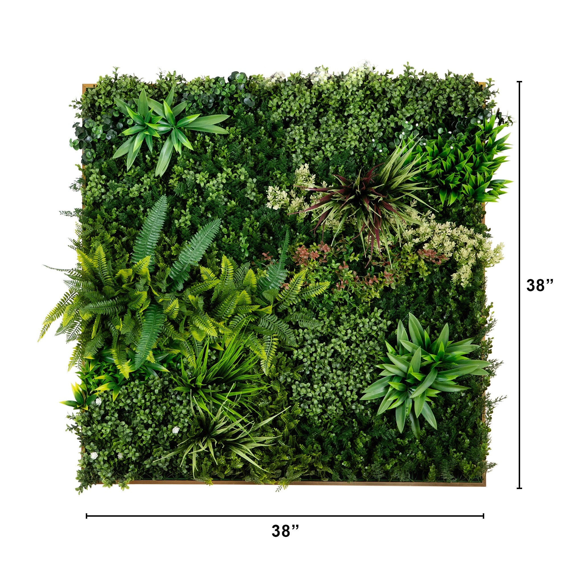 38” x 38” UV Resistant Madagascar Forest Artificial Living Wall Art Panel in Gold Aluminum - Image 7