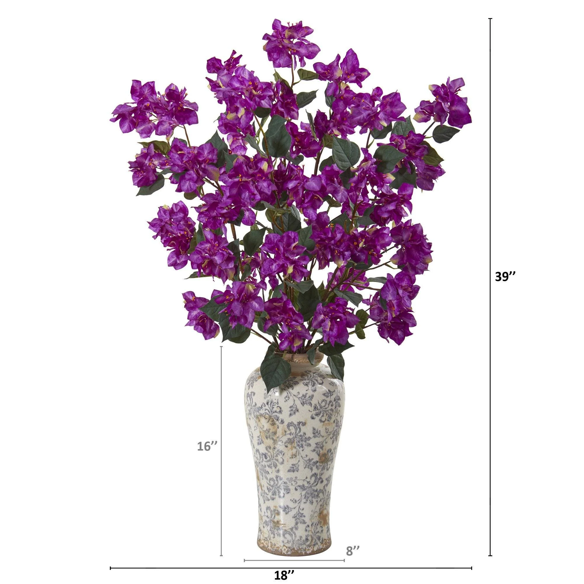 39” Bougainvillea Artificial Arrangement in Decorative Vase - Image 3