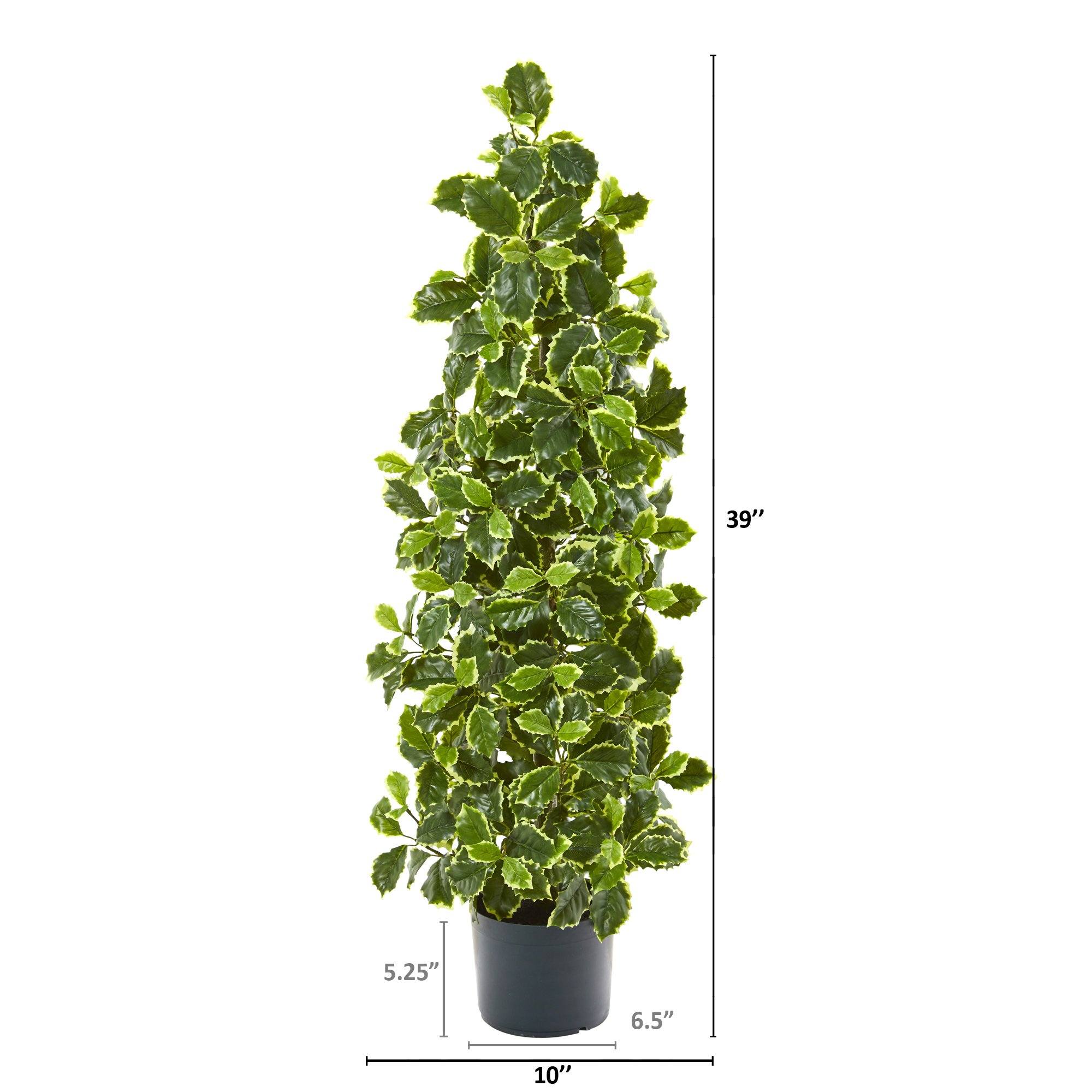 39” Variegated Holly Leaf Artificial Tree (Real Touch) - Image 2