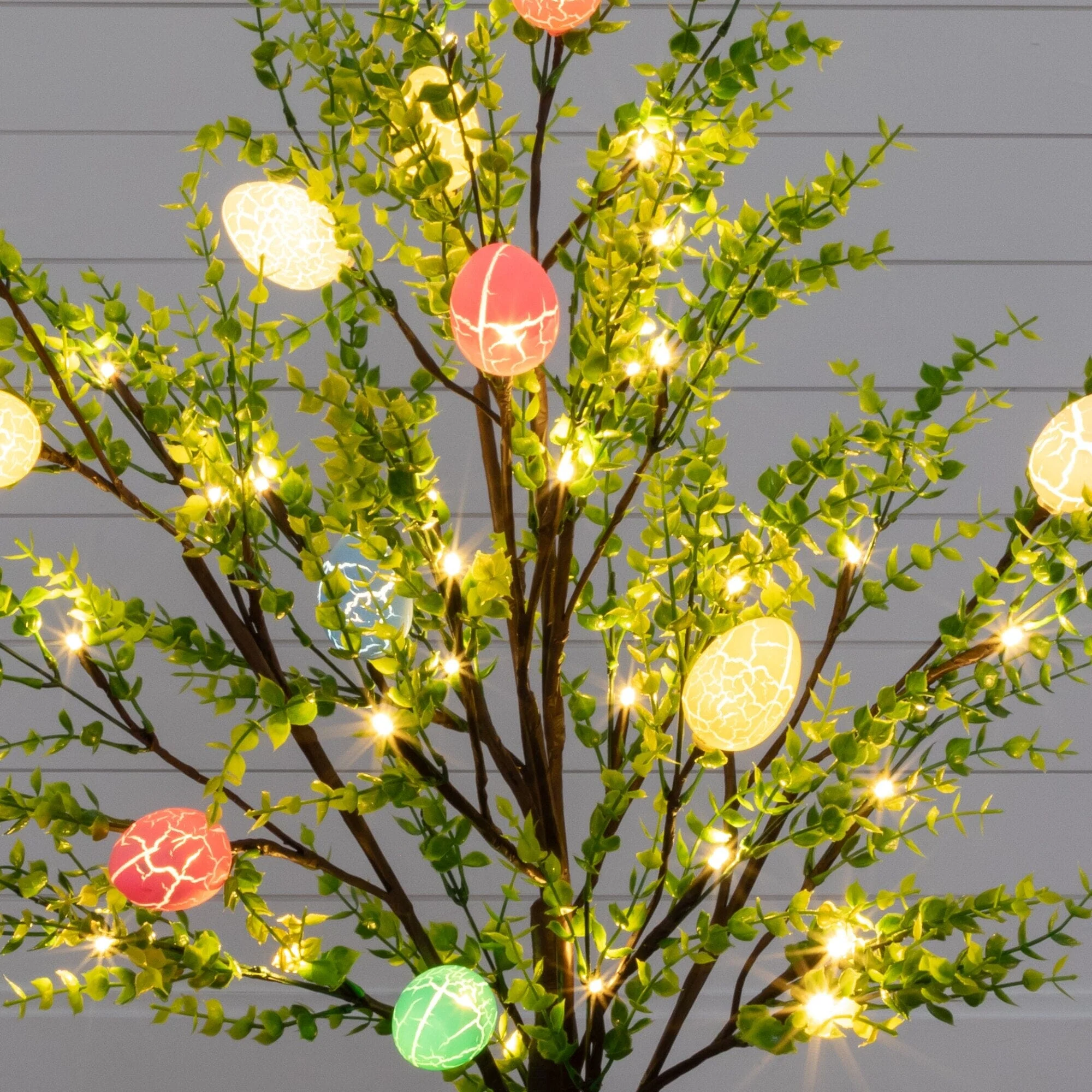 3' Pre-Lit Artificial Easter Egg Twig Tree with Greens and 40 Warm White LED Lights - Image 2