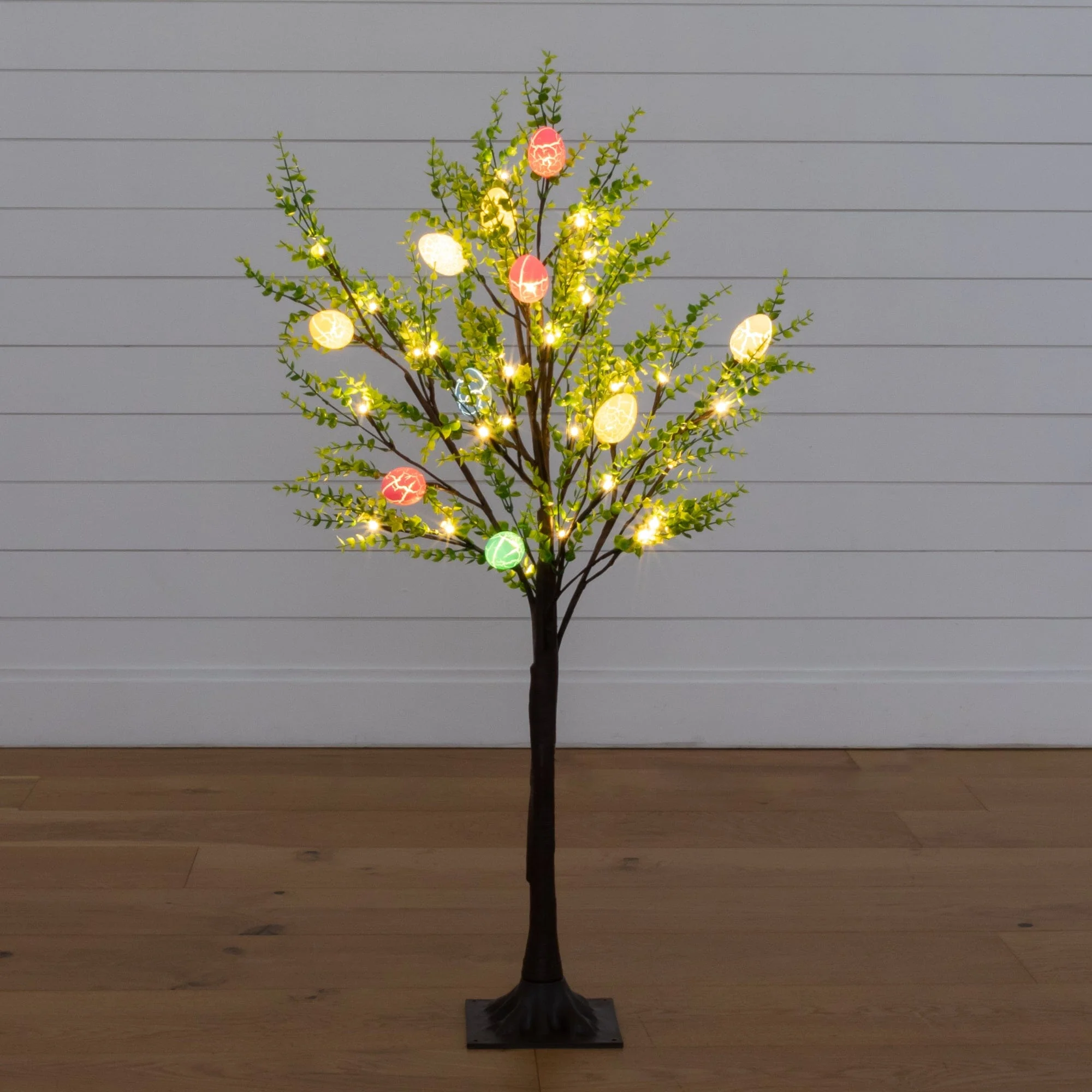 3' Pre-Lit Artificial Easter Egg Twig Tree with Greens and 40 Warm White LED Lights - Image 3