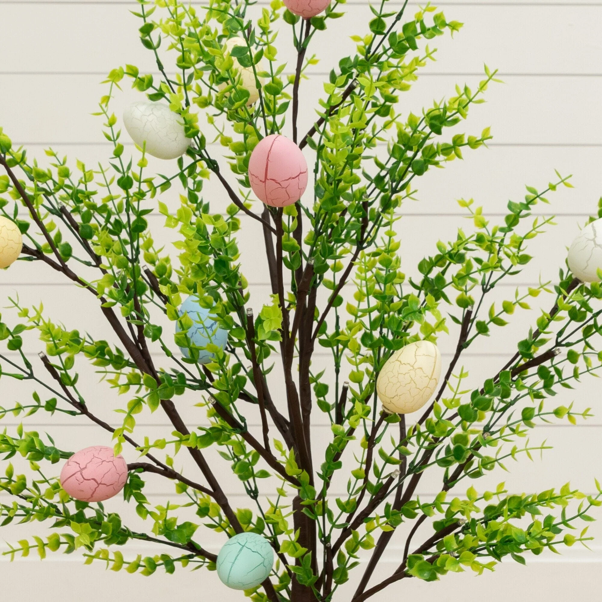 3' Pre-Lit Artificial Easter Egg Twig Tree with Greens and 40 Warm White LED Lights - Image 4