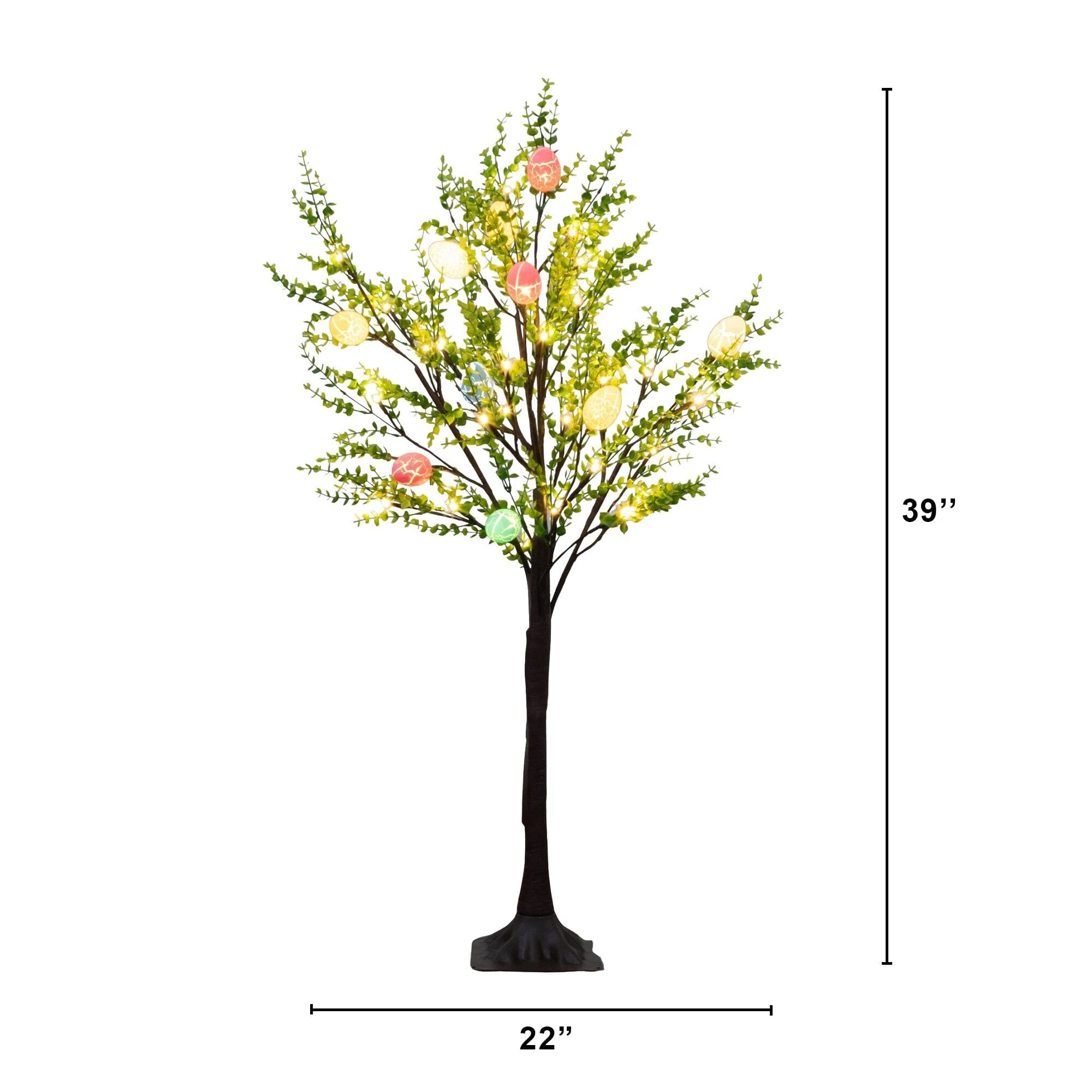 3' Pre-Lit Artificial Easter Egg Twig Tree with Greens and 40 Warm White LED Lights - Image 7