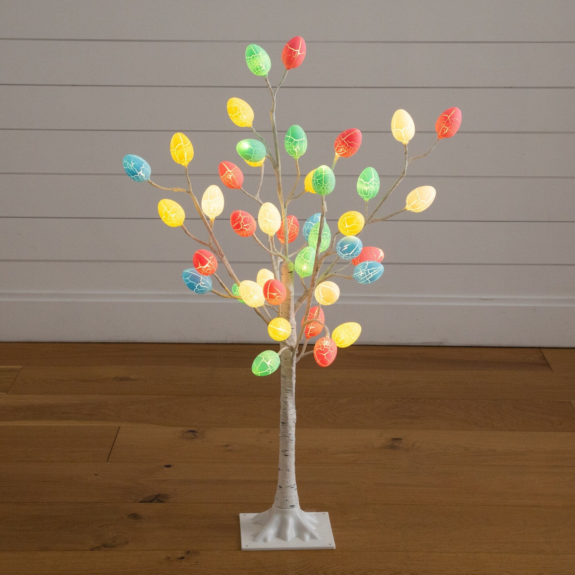 3' Pre-Lit Artificial Easter Twig Tree with 40 Egg Shaped LED Ornaments - Image 3
