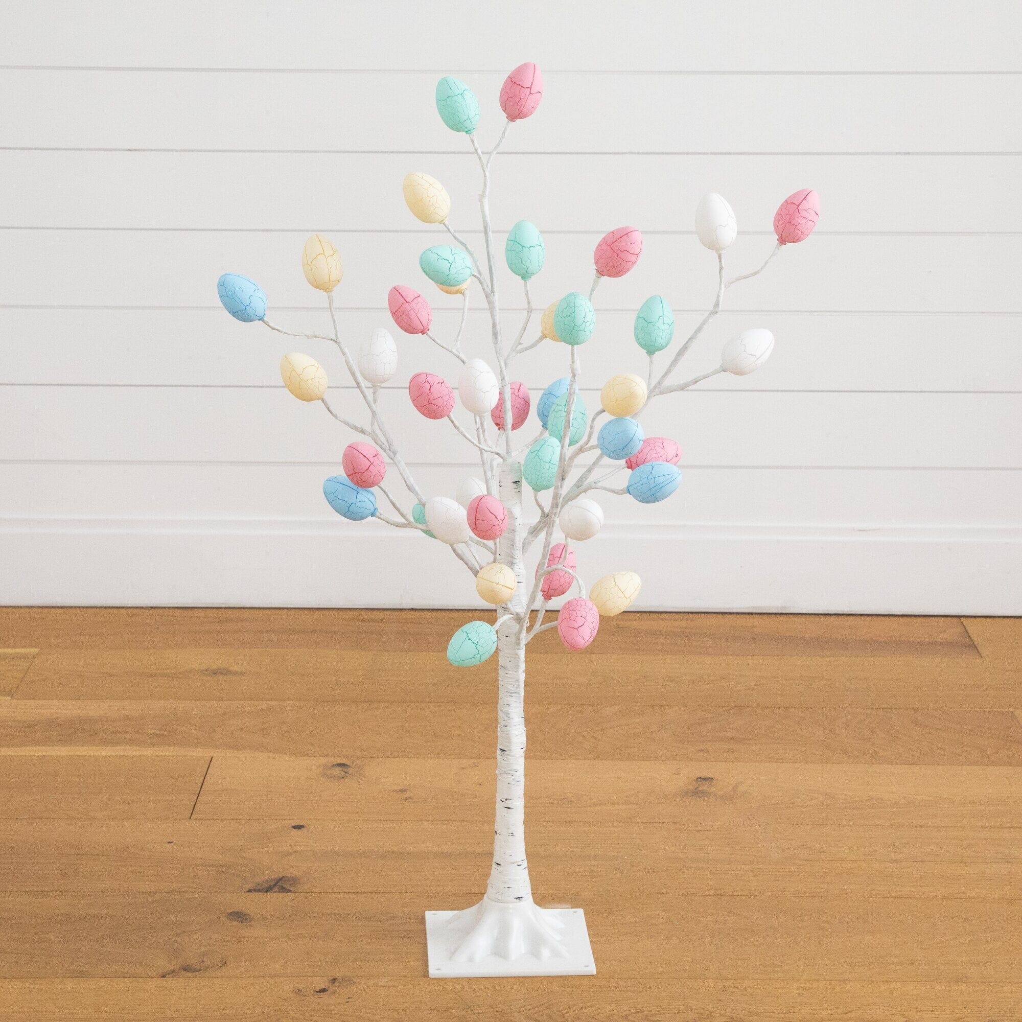 3' Pre-Lit Artificial Easter Twig Tree with 40 Egg Shaped LED Ornaments - Image 5