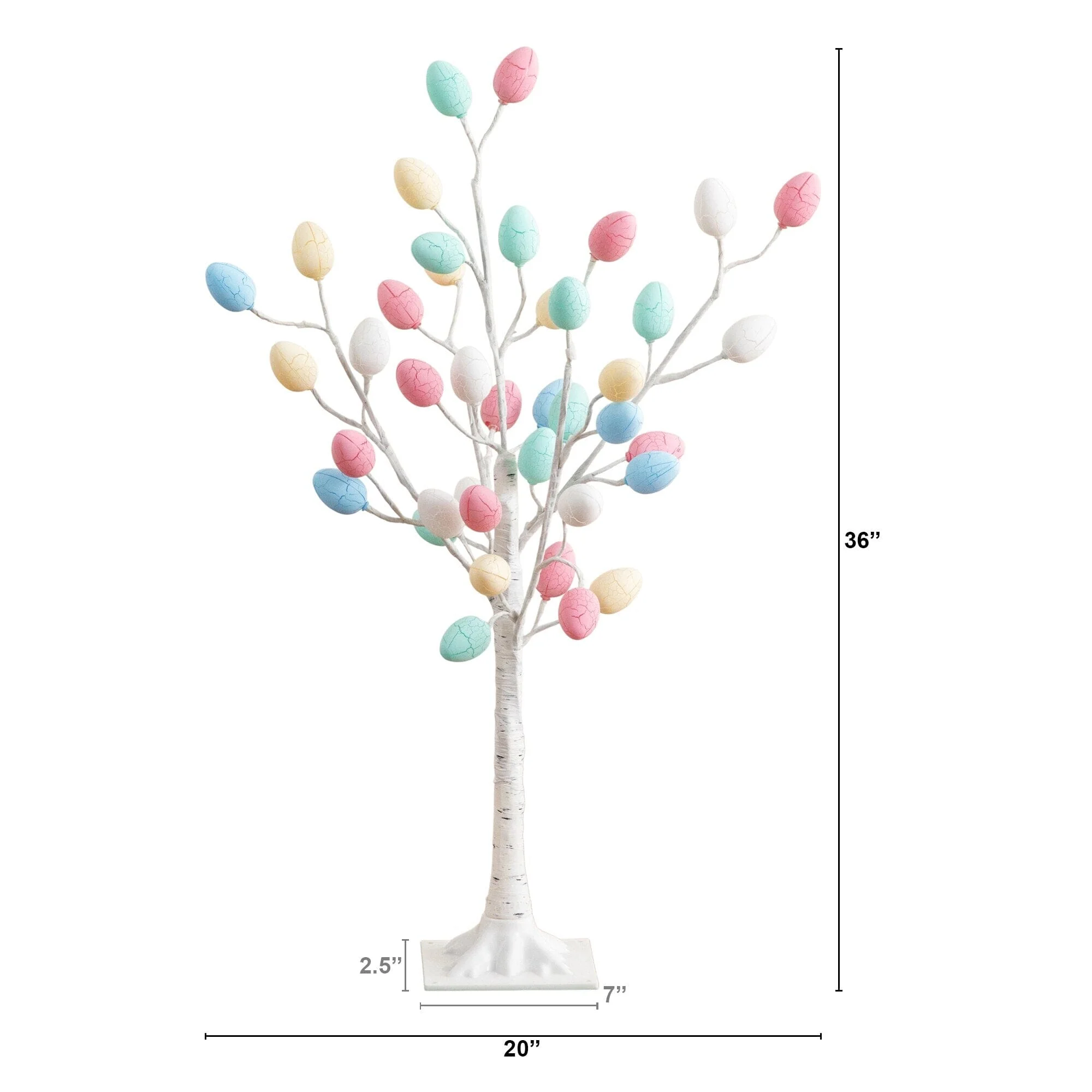 3' Pre-Lit Artificial Easter Twig Tree with 40 Egg Shaped LED Ornaments - Image 6