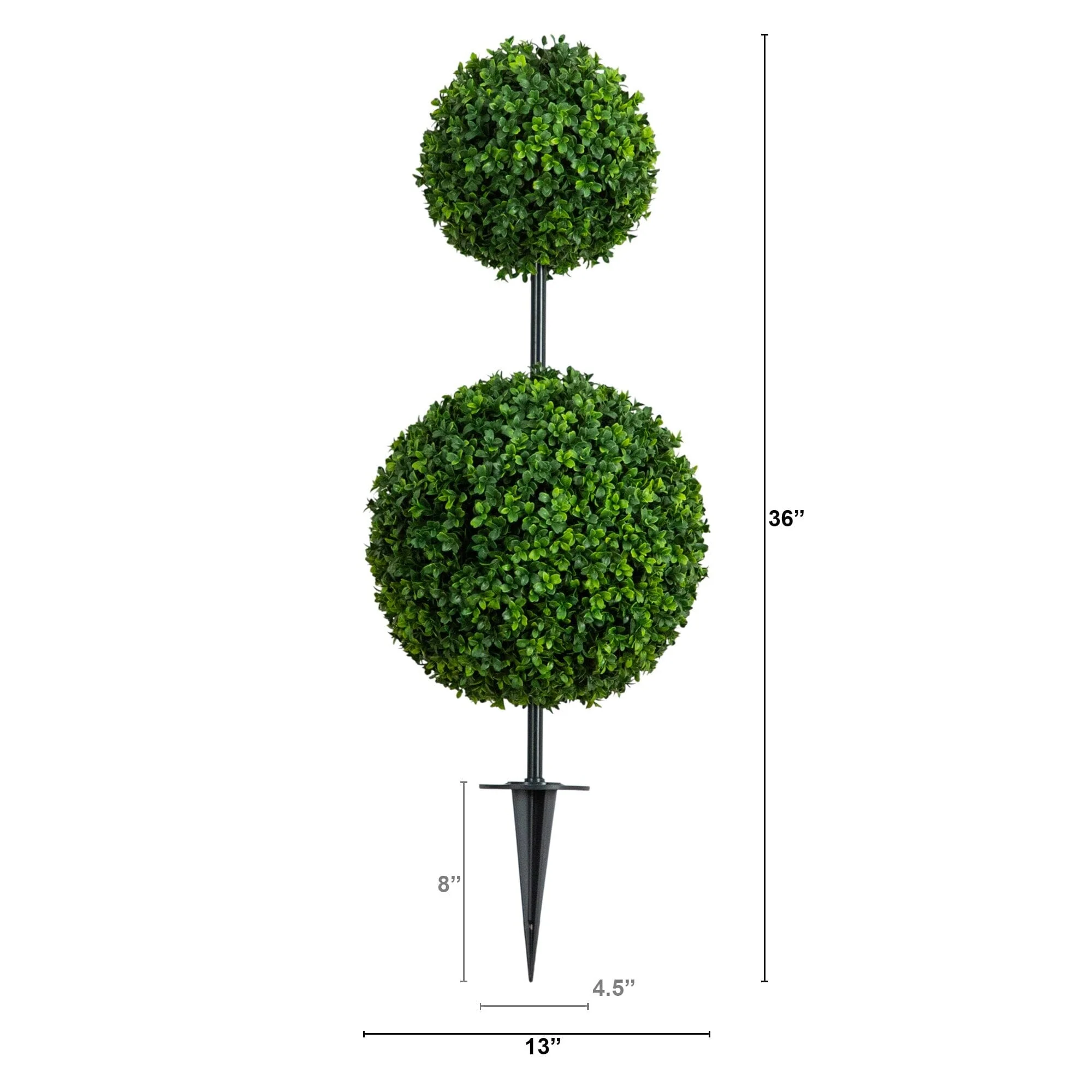 3' UV Resistant Artificial Boxwood Topiary with Integrated Ground Stake (Indoor/Outdoor) - Image 7