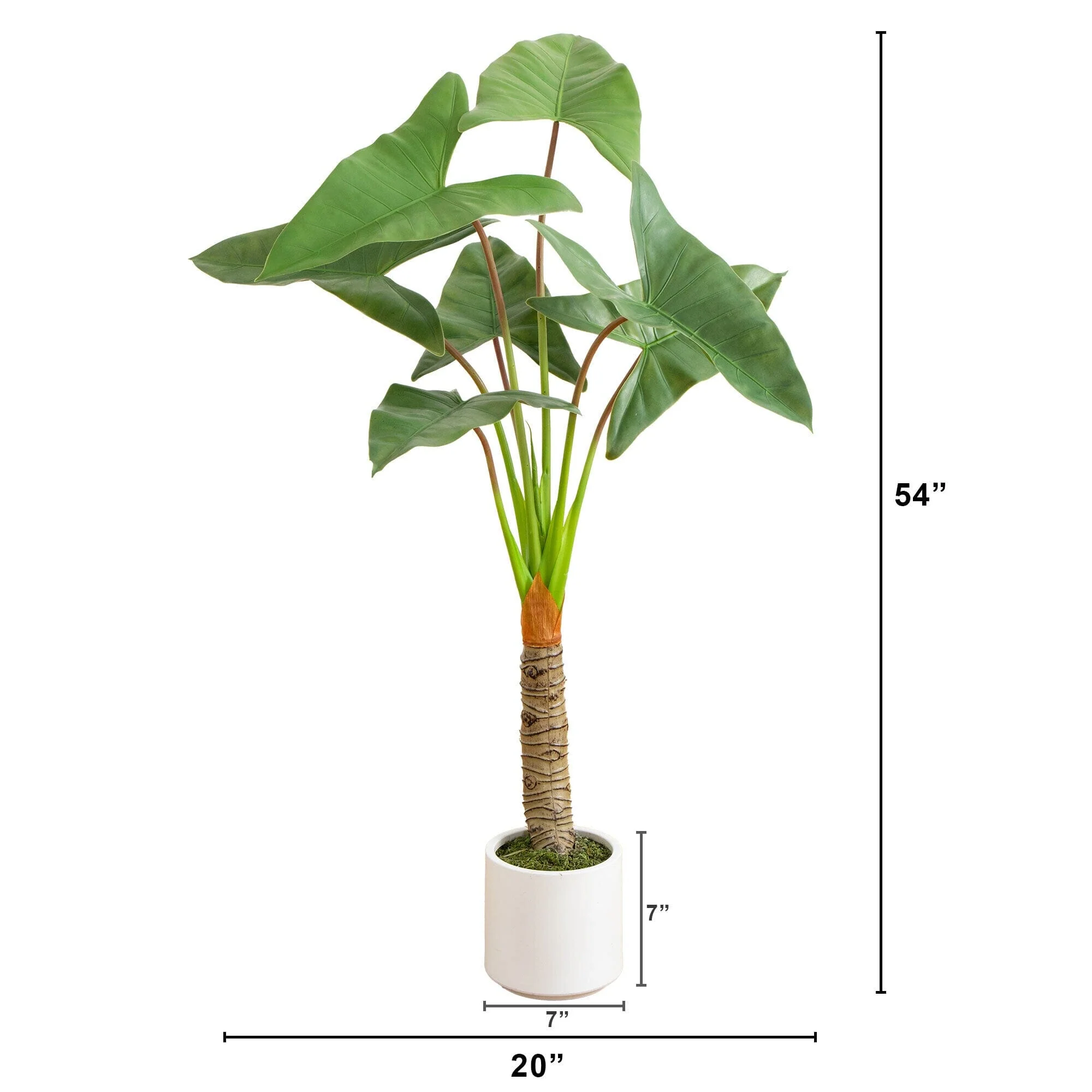 4.5’ Artificial Arrowhead Philodendron in White Decorative Planter - Image 3