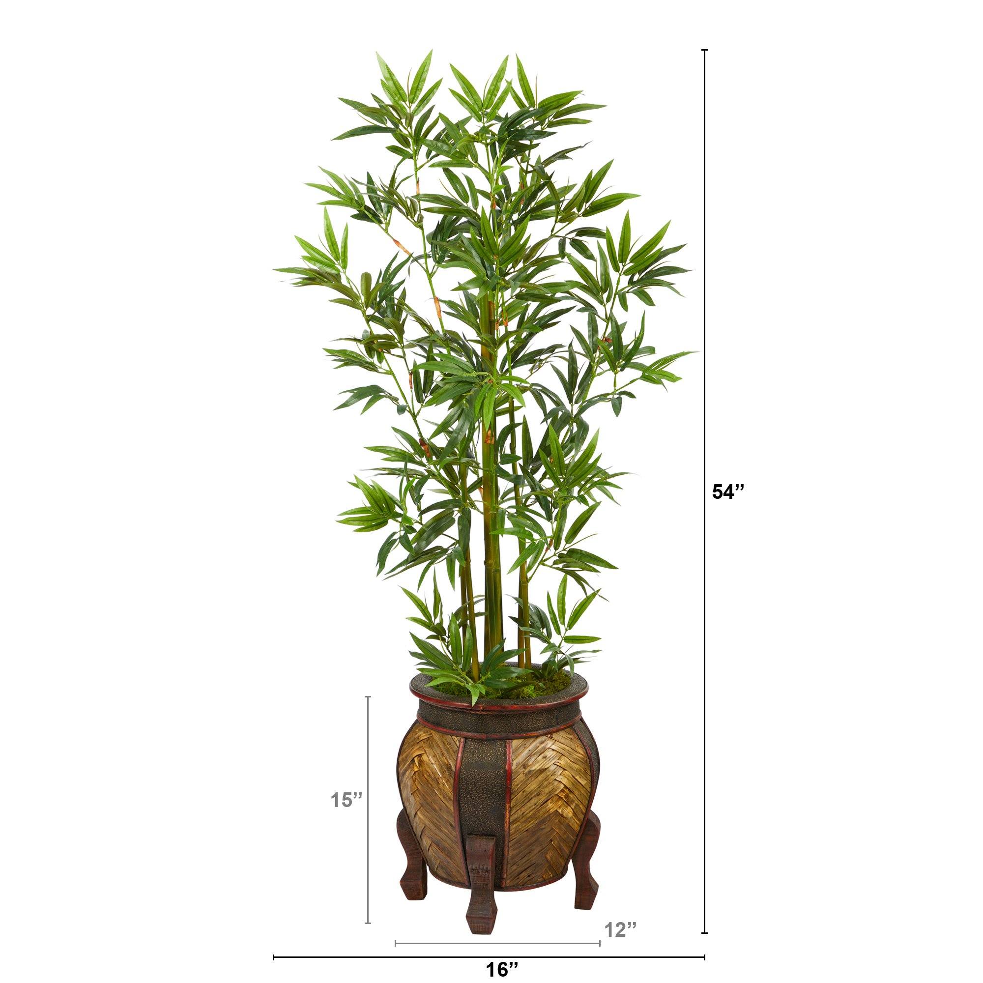 4.5’ Bamboo Palm Artificial Tree in Decorative Planter - Image 2