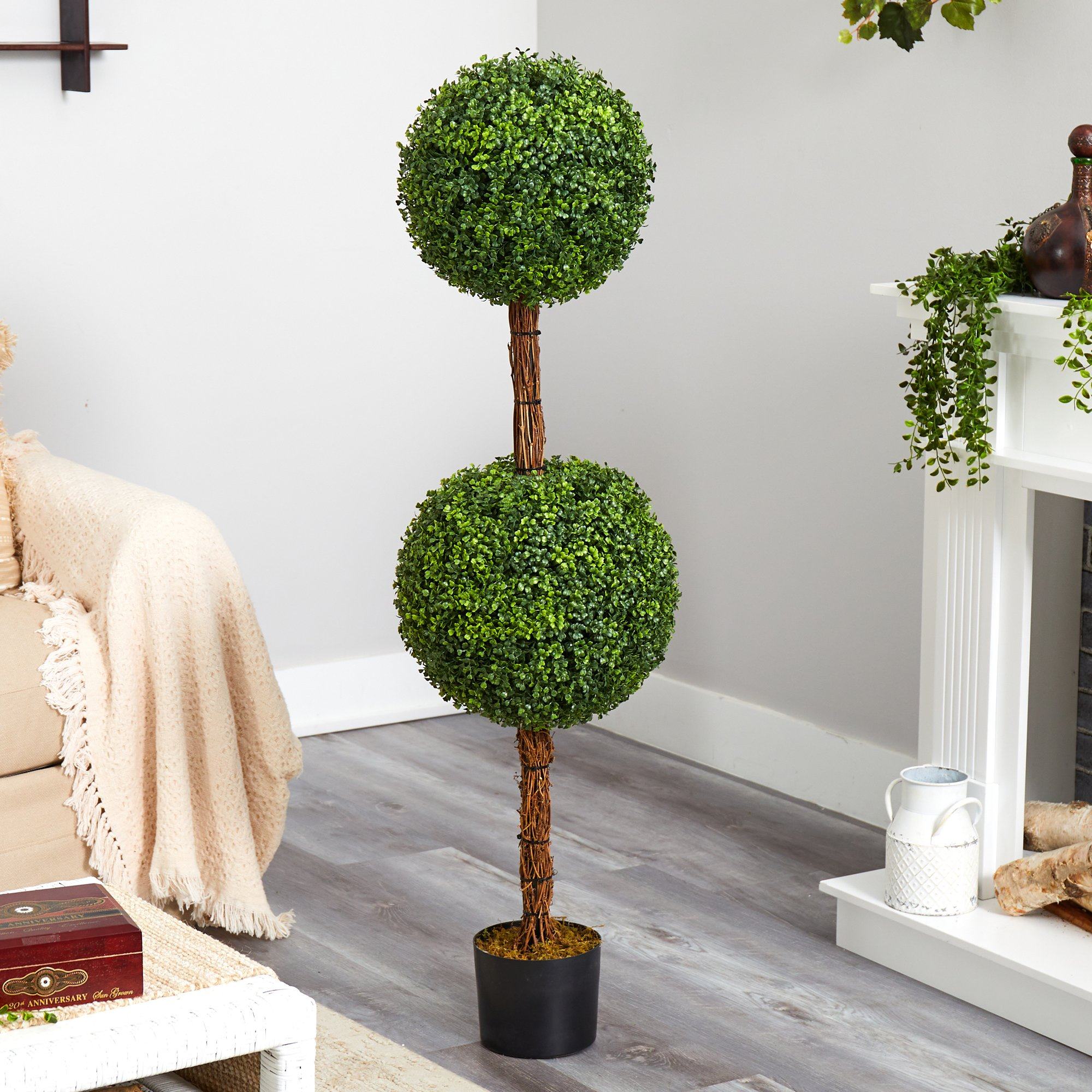4.5’ Boxwood Double Ball Topiary Artificial Tree (Indoor/Outdoor) - Image 3